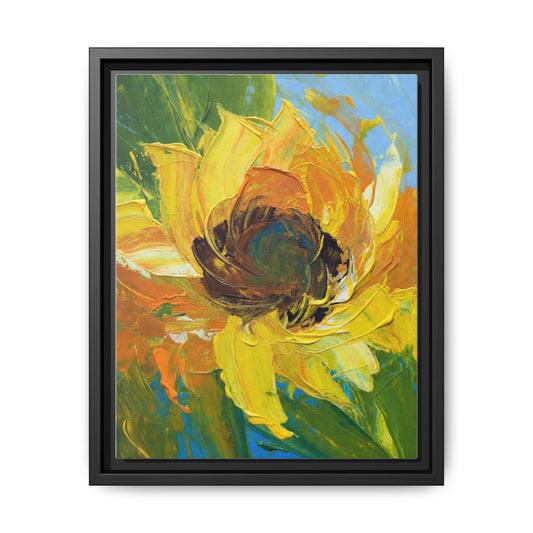 Framed Sunflower Abstract Matte Canvas Print