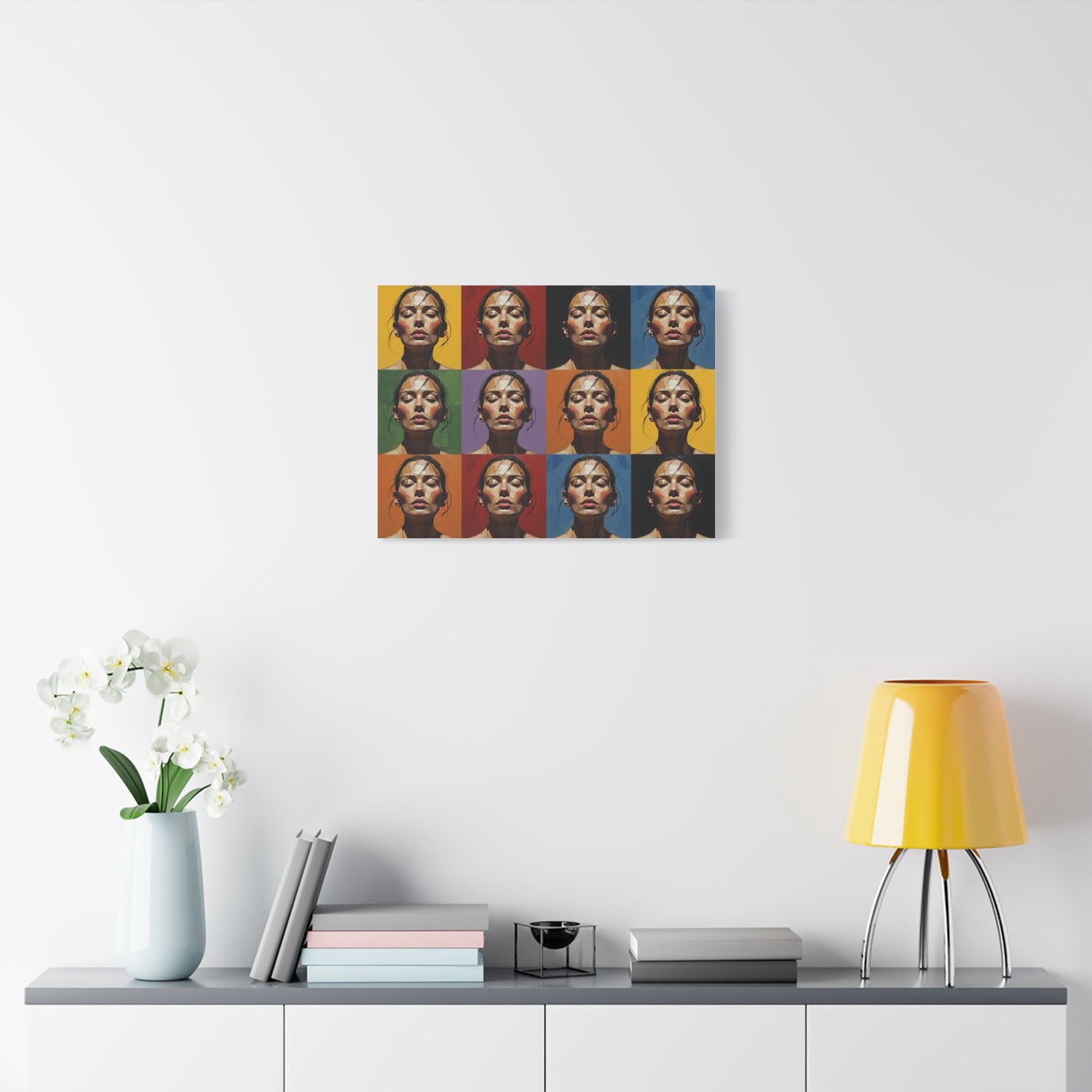 Pop Art Portrait Canvas - Color Grid Stretched Matte Wall Art