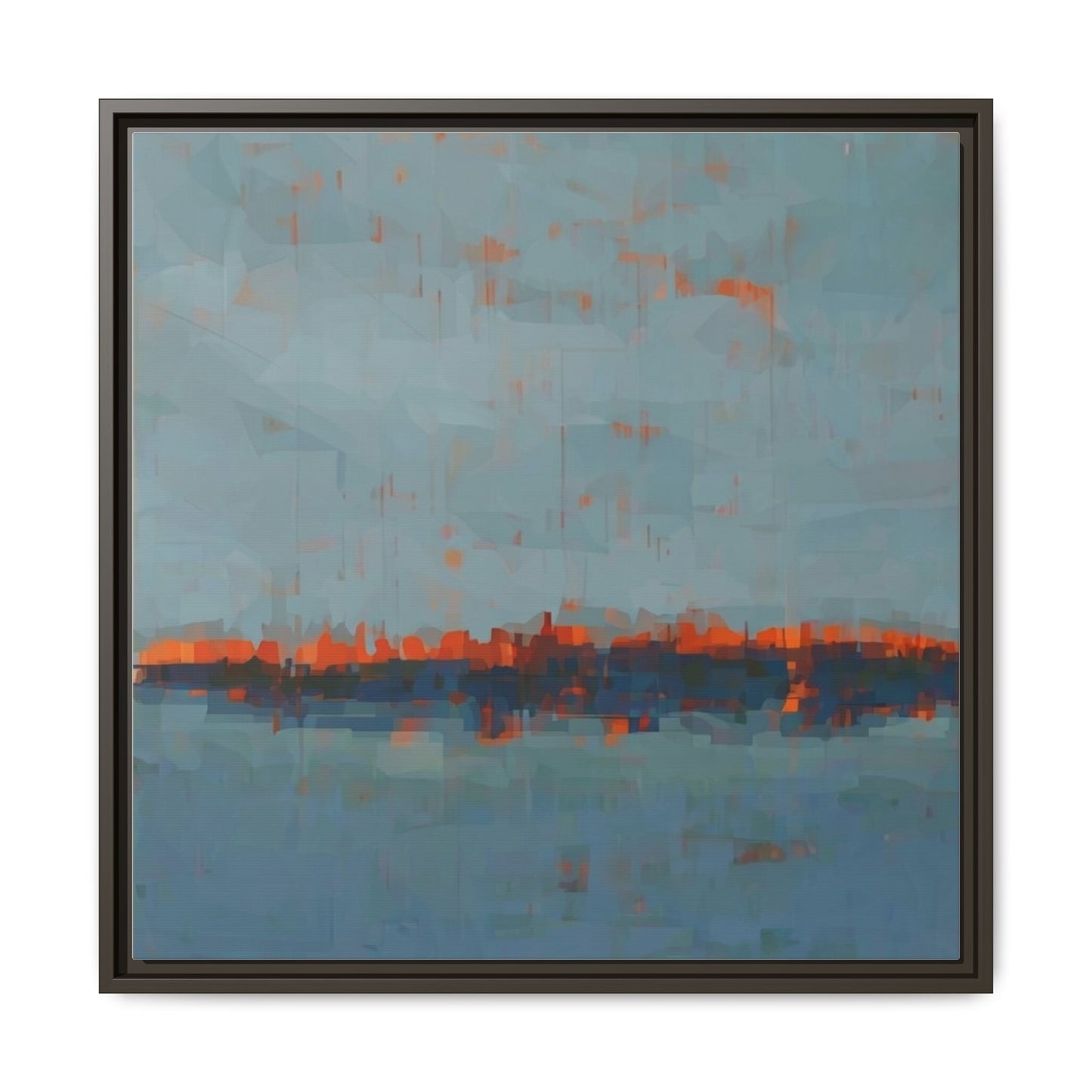 Framed Canvas Art — Teal & Orange Abstract Seascape