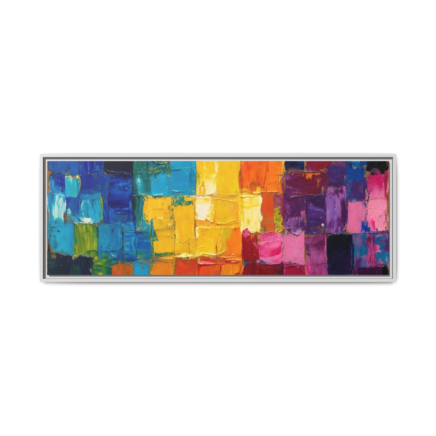 Abstract Rainbow Mosaic Framed Canvas Print — Colorful Modern Wall Art