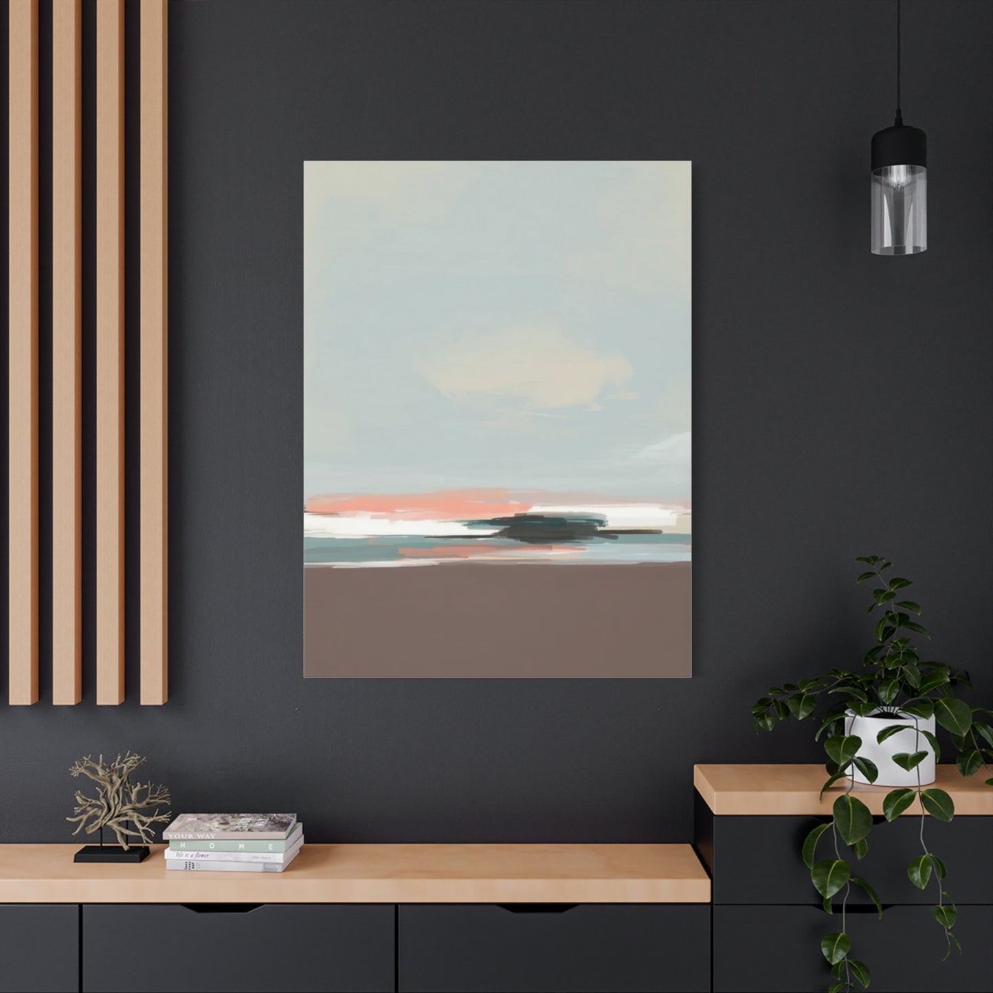 Coastal Abstract Canvas Art – Soft Pastel Seascape Matte Stretched Canvas