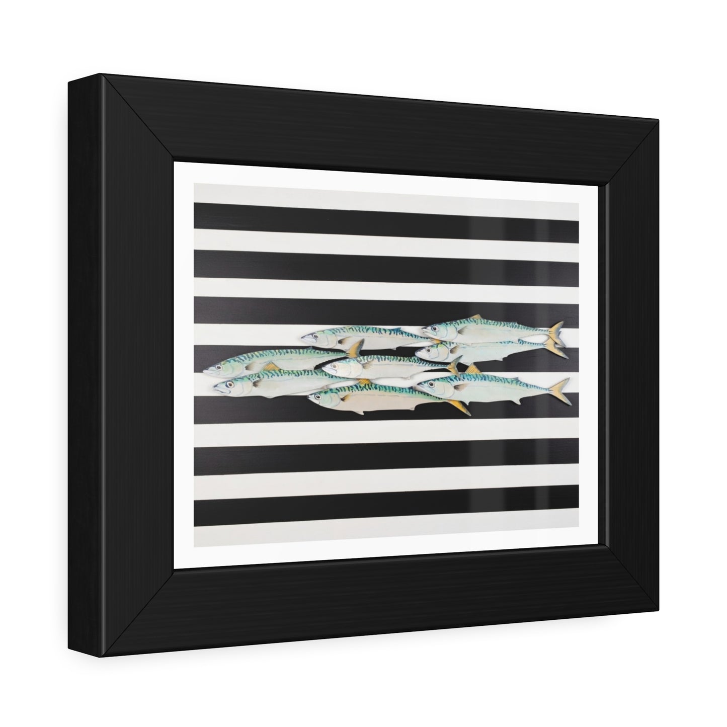 Framed Poster – Striped School of Fish Nautical Wall Art