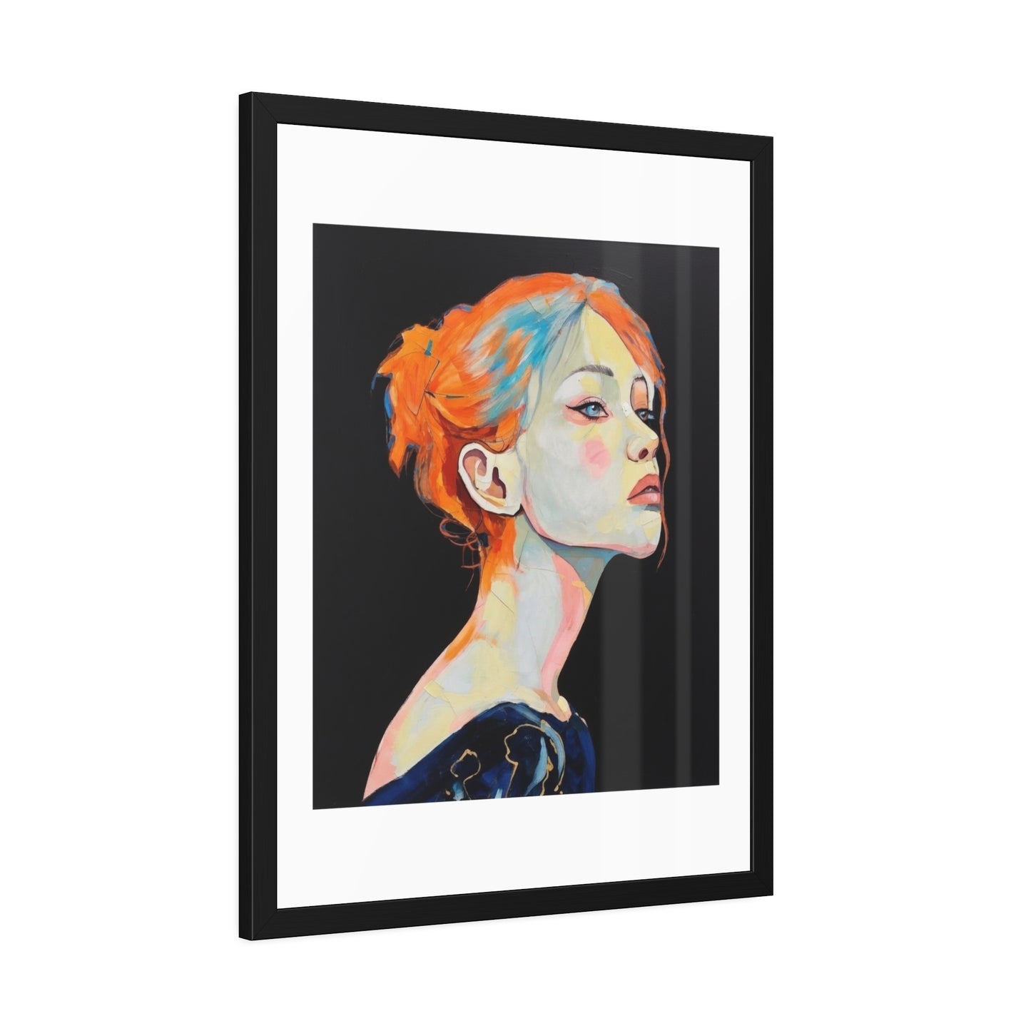 Framed Art Print — Colorful Portrait of Red‑Haired Woman