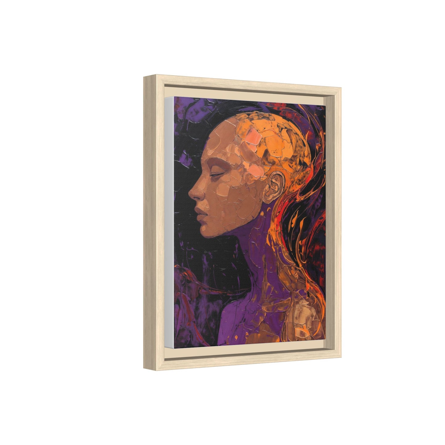 Abstract Profile Portrait Matte Framed Canvas — Multicolor Feminine Art Print