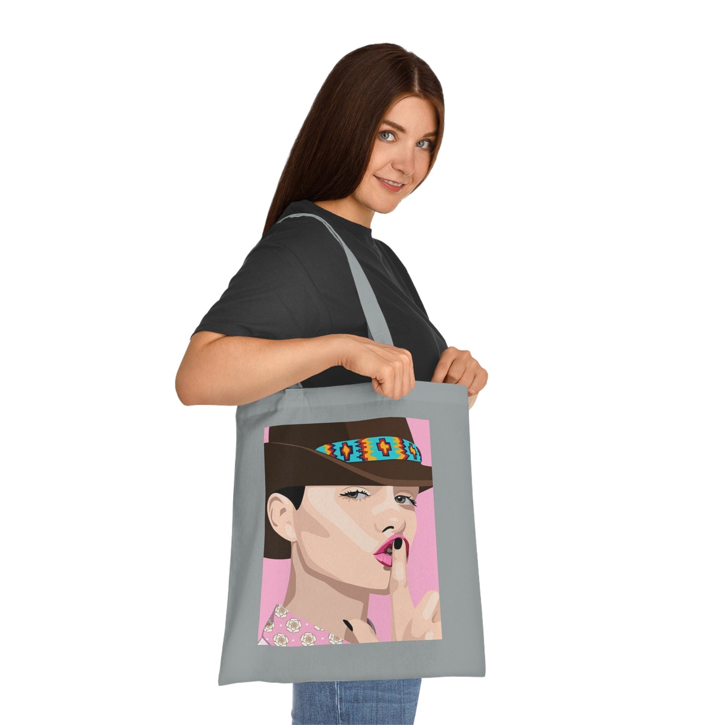 Pop Art Woman Tote Bag — Stylish Retro Portrait Cotton Shopper