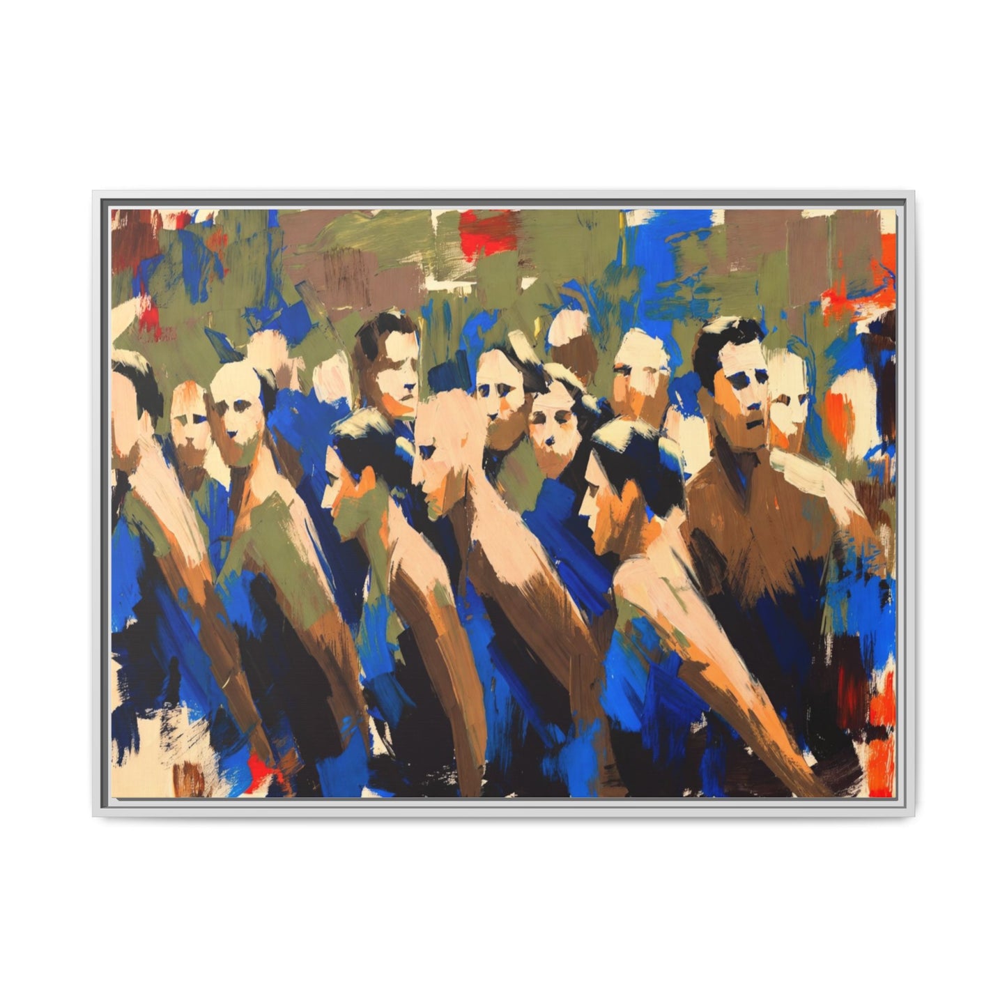 Abstract Crowd Matte Canvas Print — Framed Multi-Color Wall Art