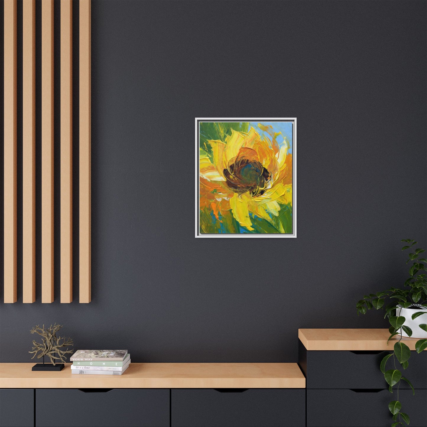 Framed Sunflower Abstract Matte Canvas Print