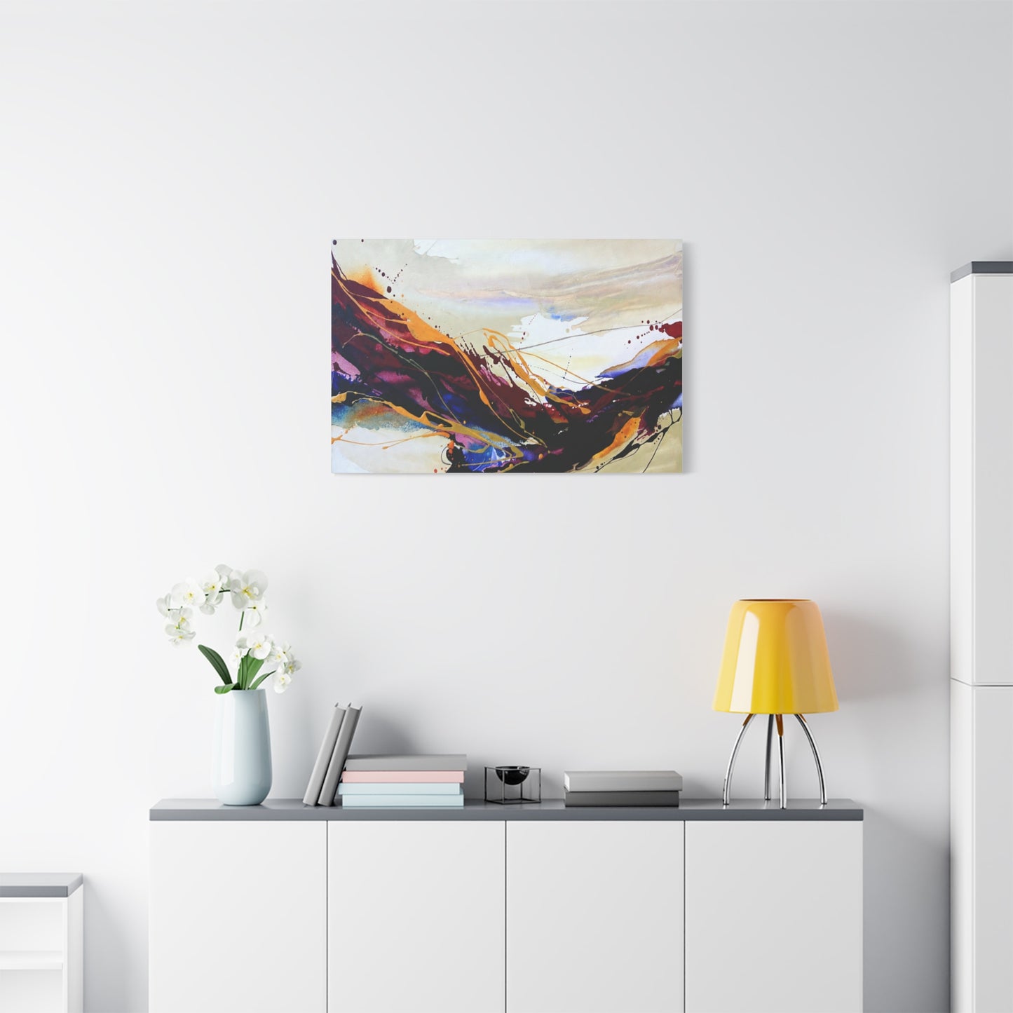 Abstract Color Flow Matte Stretched Canvas – Vibrant Modern Wall Art