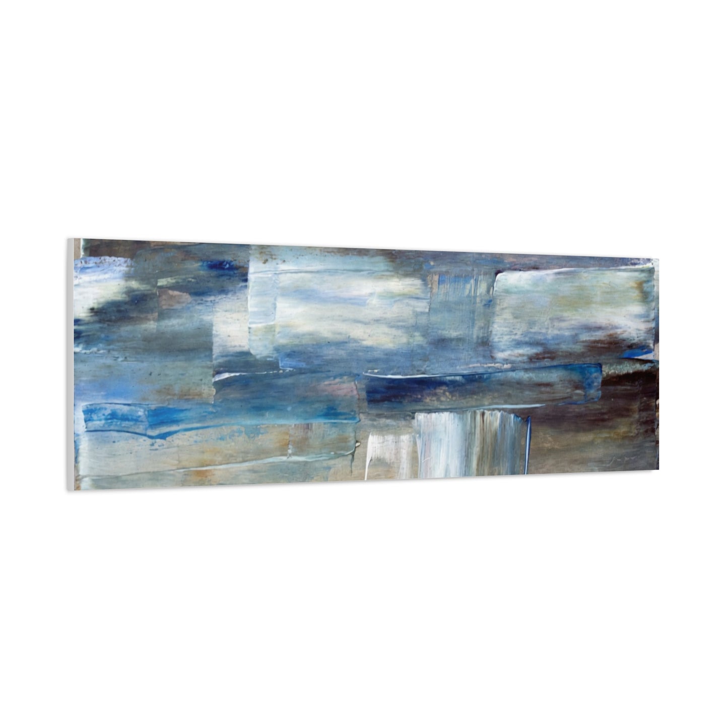 Abstract Blue Waterfall Matte Canvas Wall Art, Stretched 1.25"