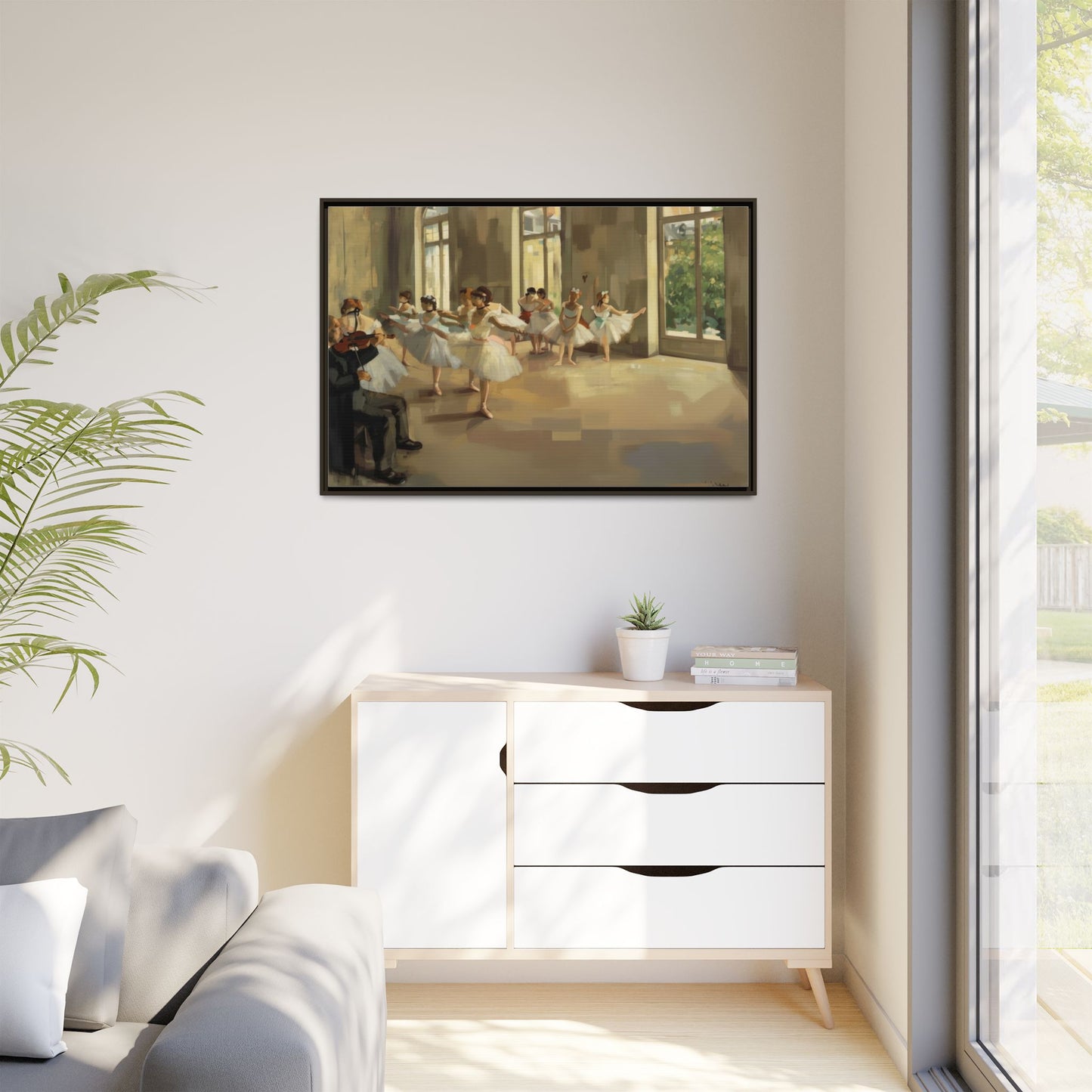 Framed Matte Canvas Print — Ballet Class Scene (Impressionist Dancers)