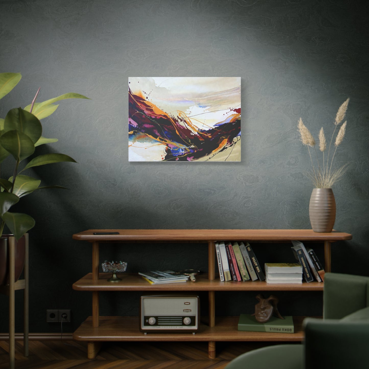 Abstract Color Flow Matte Stretched Canvas – Vibrant Modern Wall Art