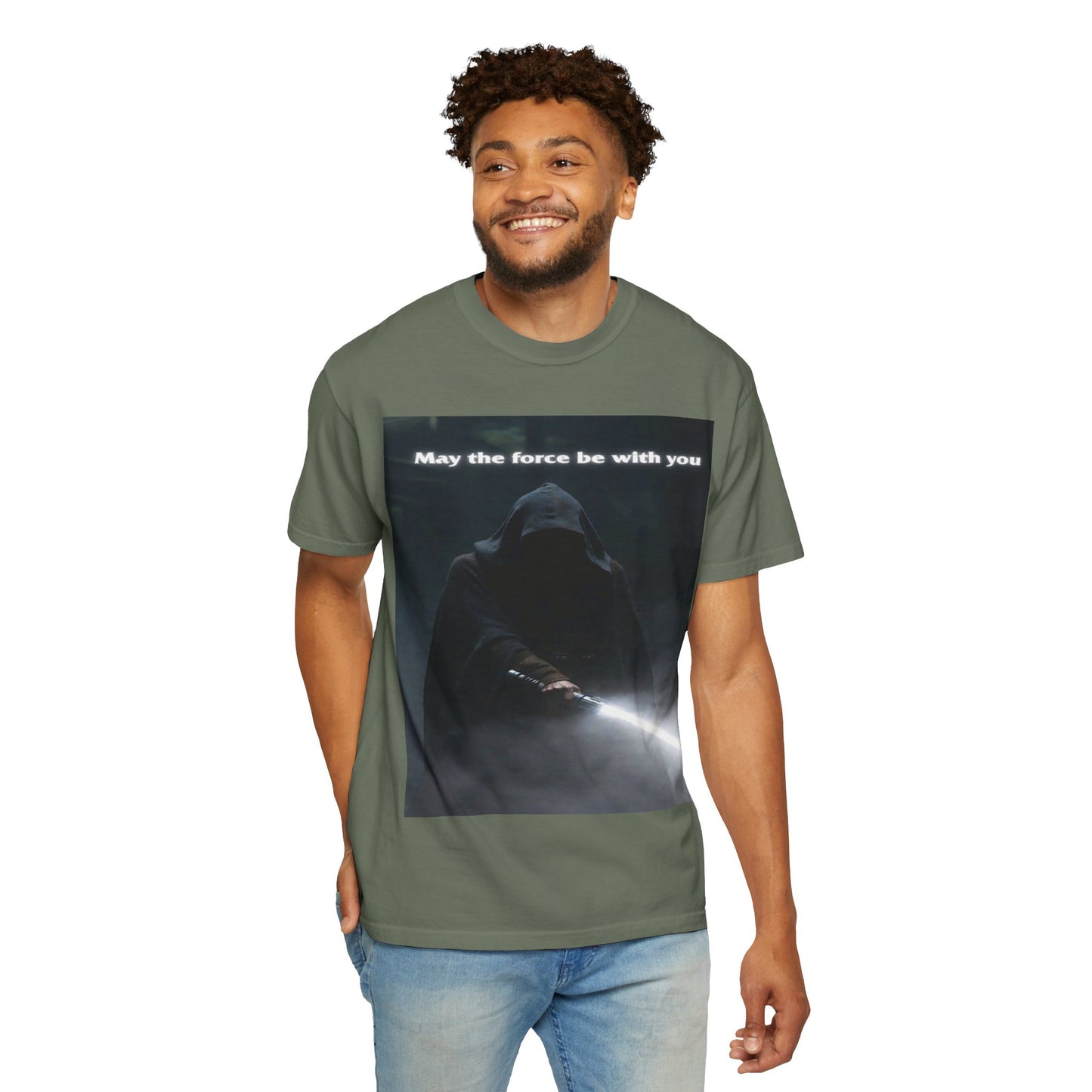 May the Force Be With You T-Shirt — Dark Hooded Lightsaber Graphic Tee