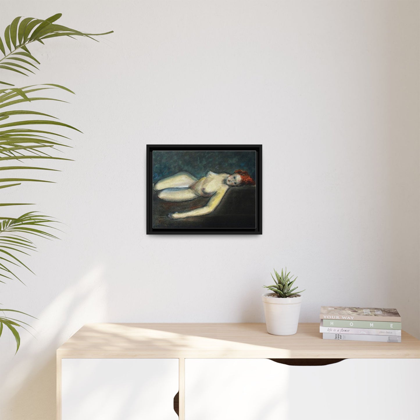 Lying nude by Paul Gosselin Framed Matte Canvas Wall Art Print
