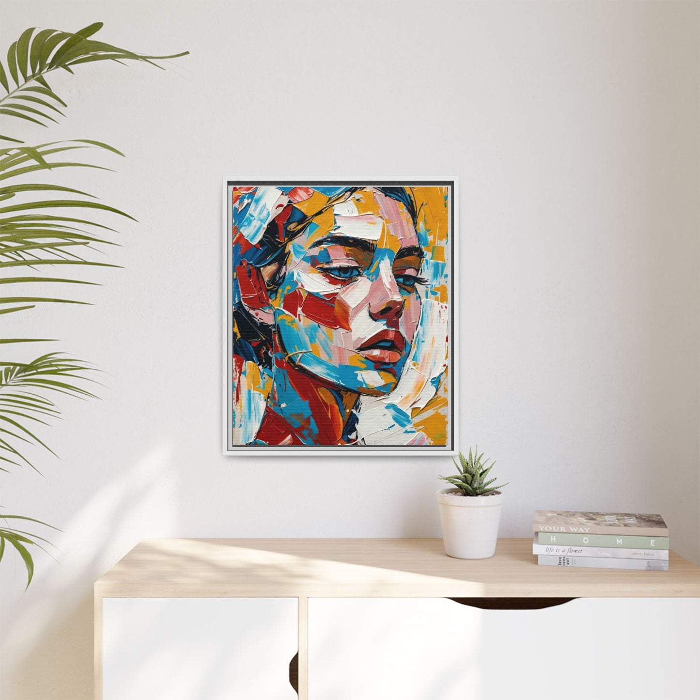 Colorful Abstract Portrait Framed Canvas Print