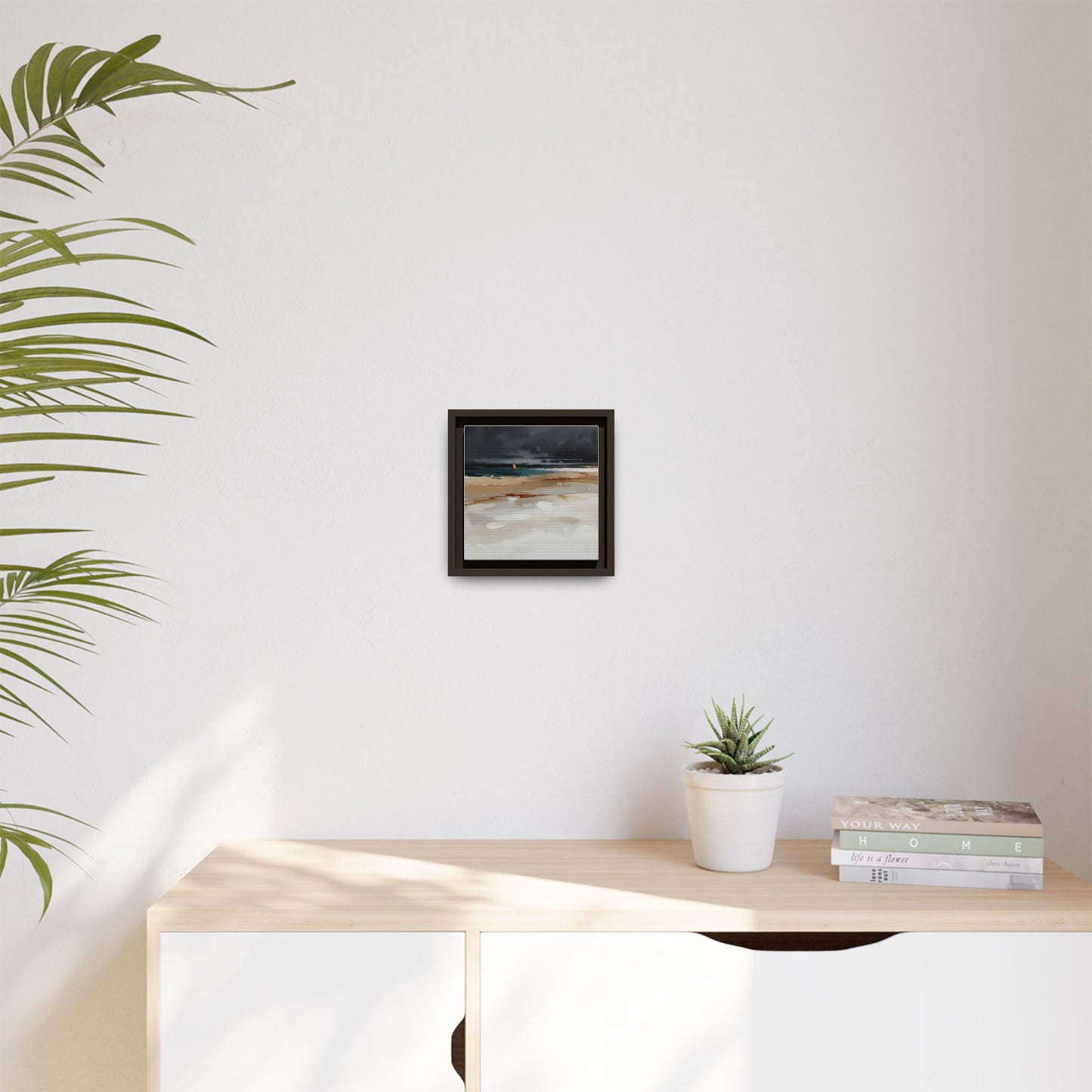 Framed Matte Canvas Beachscape Art Print — Coastal Abstract Wall Decor