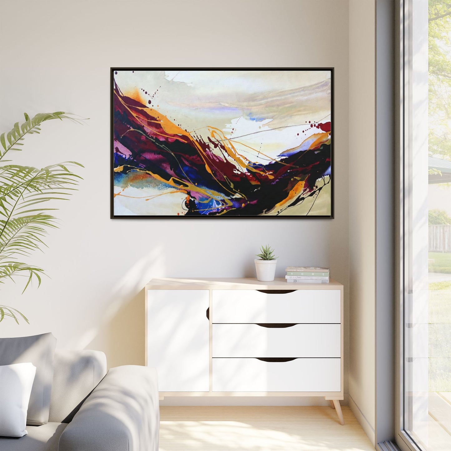 Abstract Flow Matte Canvas Framed Wall Art