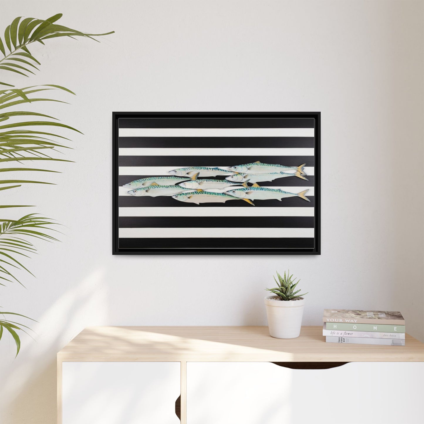 Striped Mackerel Canvas Print — Framed Matte Fish Wall Art