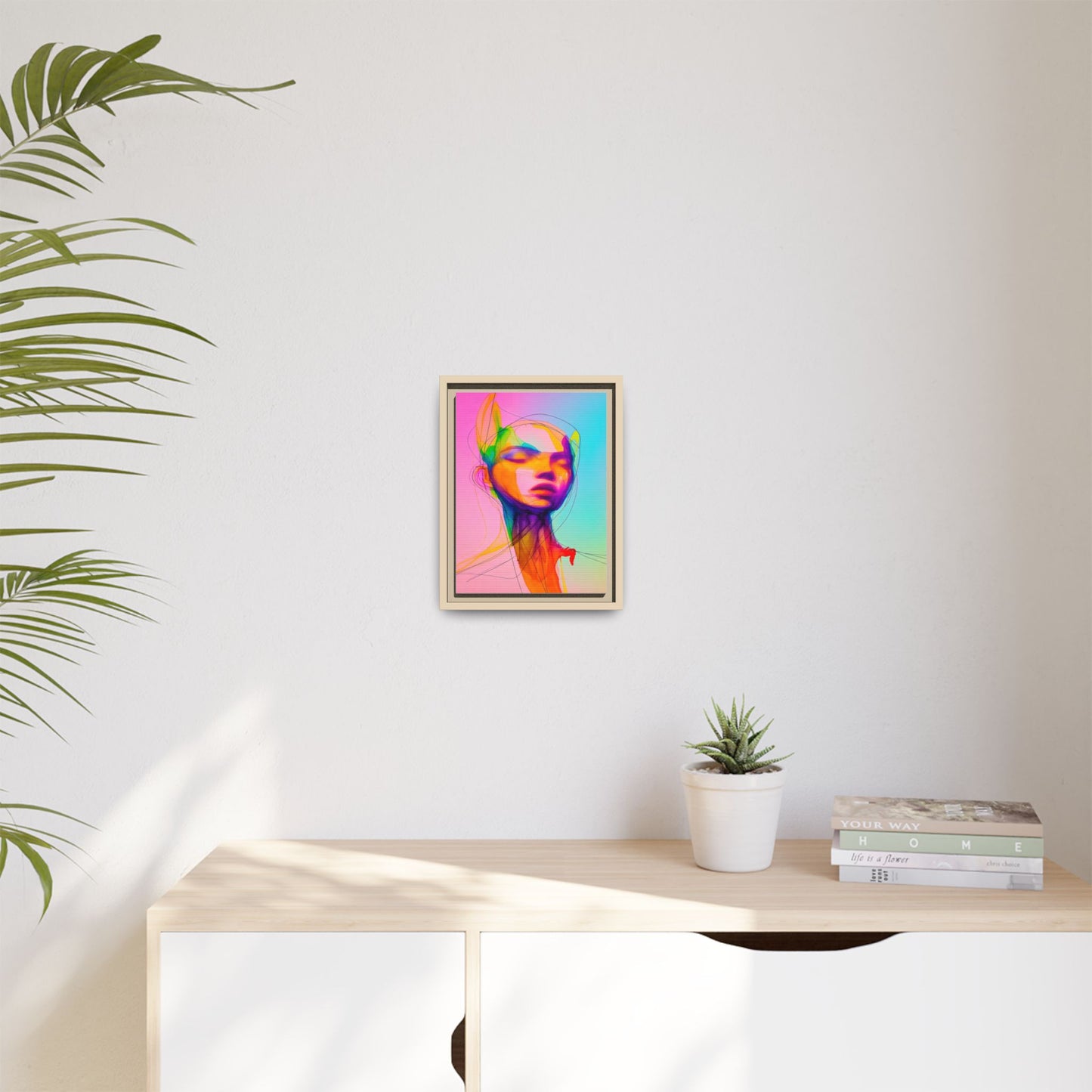 Framed Matte Canvas Art — Vibrant Abstract Portrait Wall Print