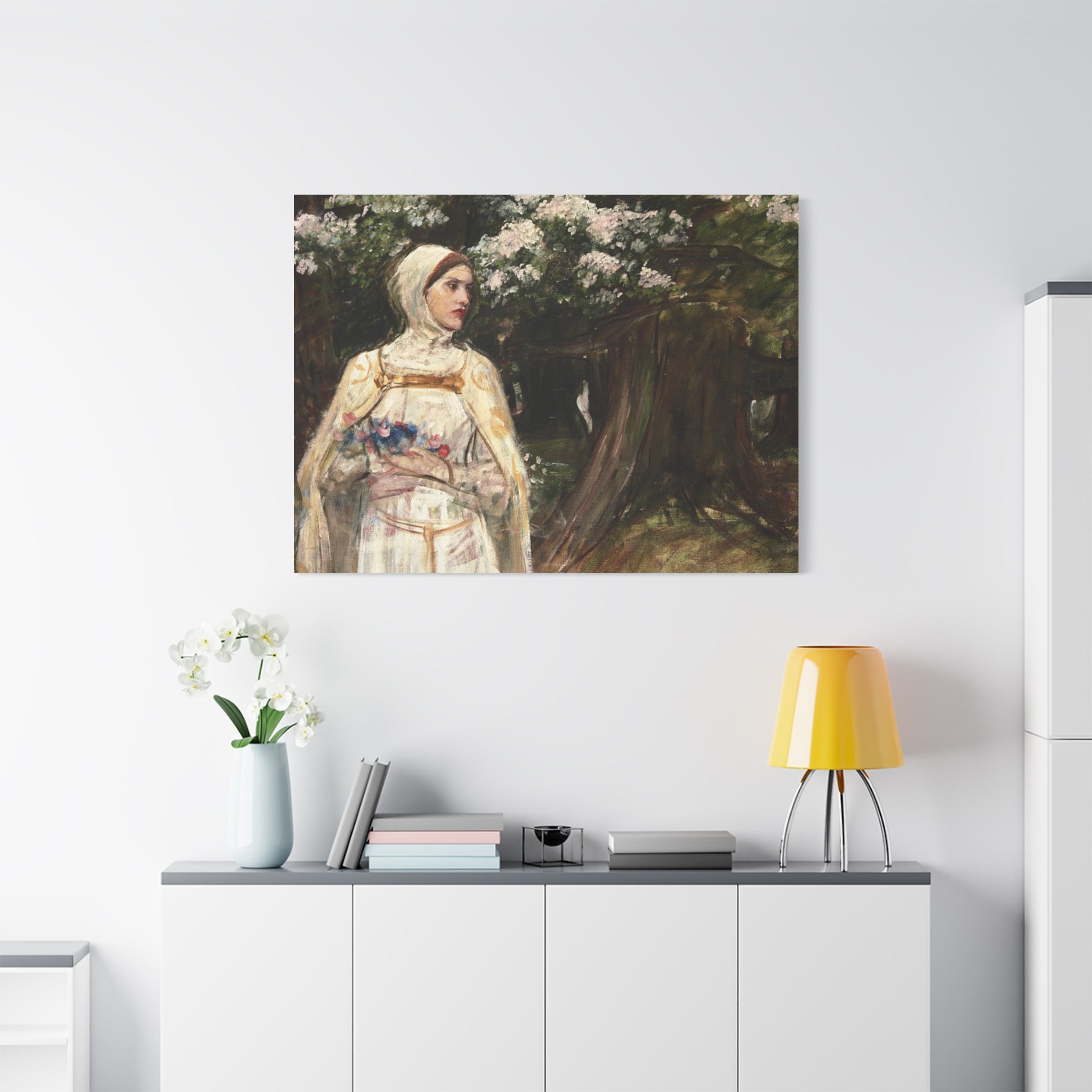 Matilda (formerly called Beatrice) by John William Waterhouse Matte Canvas Wall Art Print