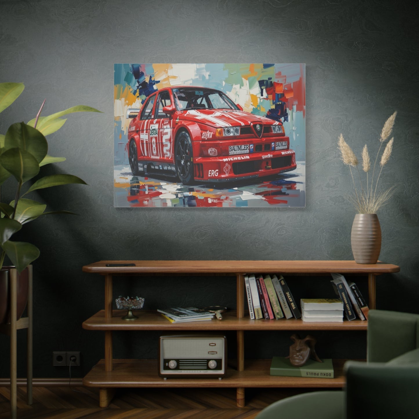 Racing Alfa Romeo Canvas Print — Red Race Car Stretched Wall Art