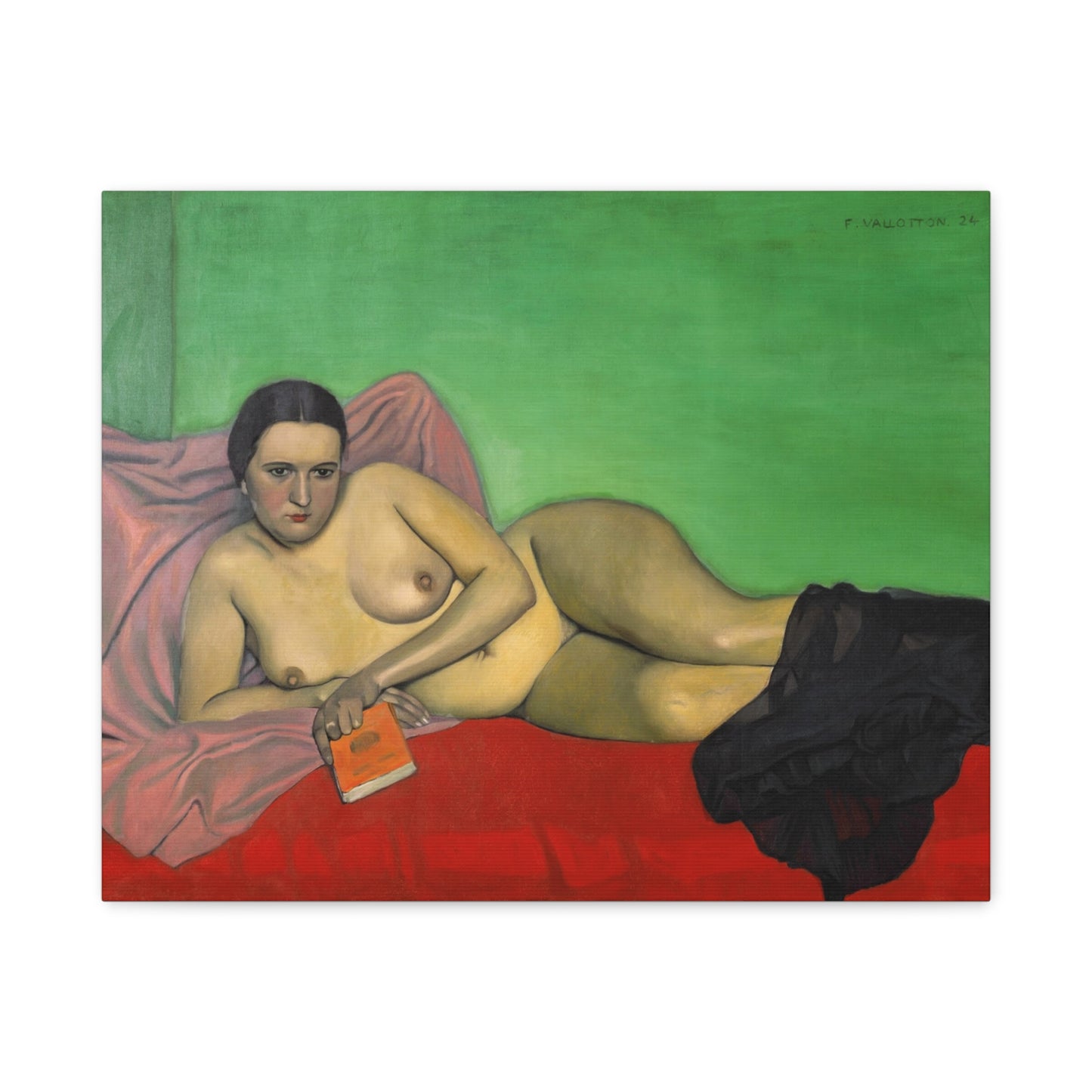 Femme nue tenant un livre by Félix Vallotton Matte Canvas Wall Art Print