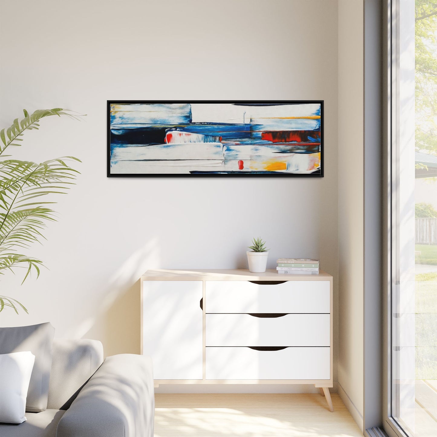Abstract Coastal Brushstrokes Framed Canvas Print