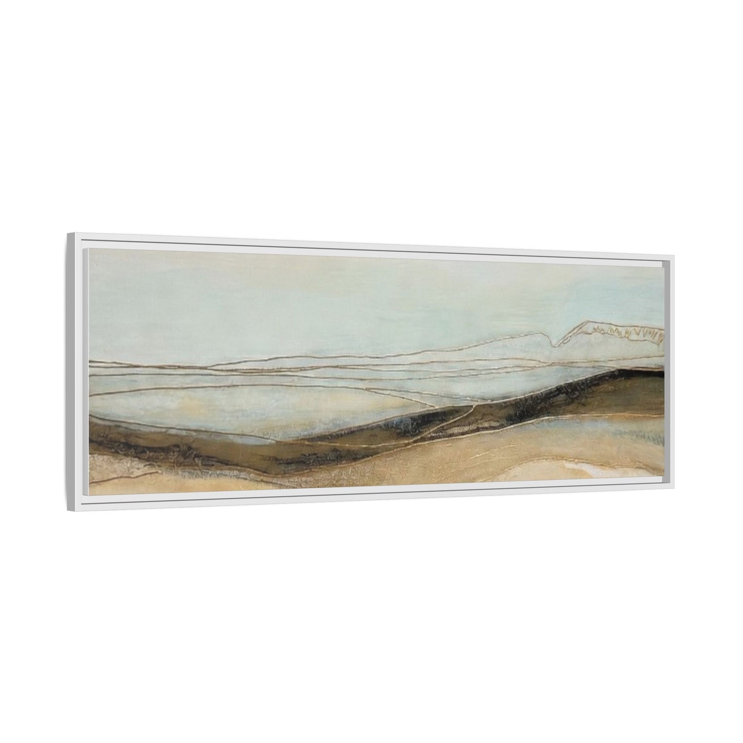 Framed Matte Canvas Wall Art — Neutral Abstract Landscape in Soft Blues & Earth Tones