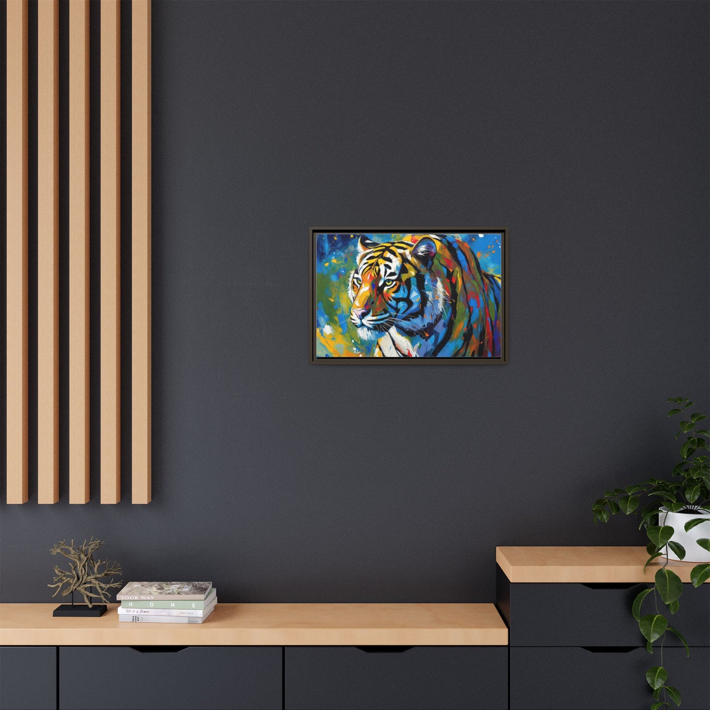 Colorful Tiger Matte Canvas Framed Art — Vibrant Wildlife Wall Decor