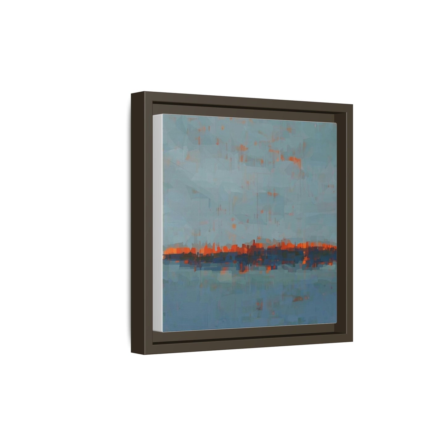 Framed Canvas Art — Teal & Orange Abstract Seascape