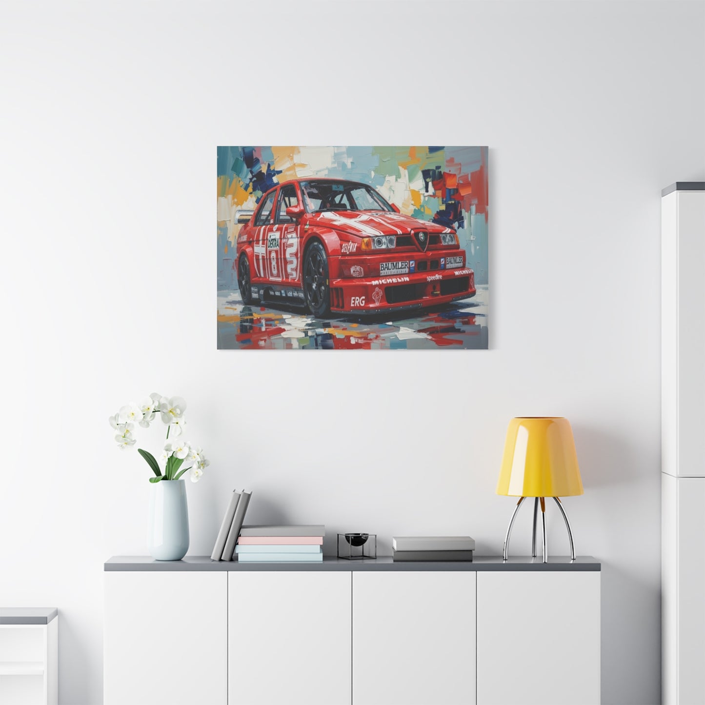Racing Alfa Romeo Canvas Print — Red Race Car Stretched Wall Art