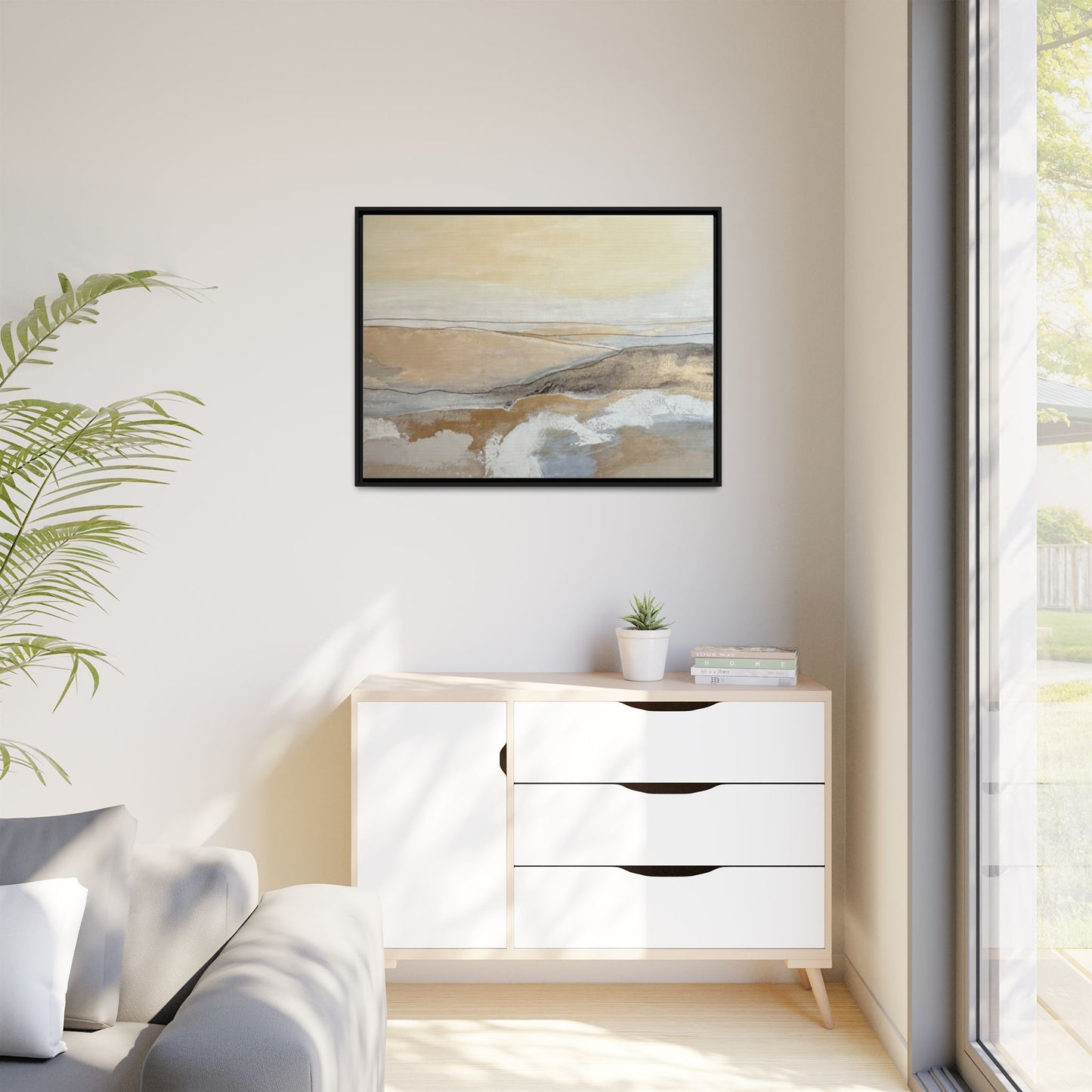 Framed Abstract Coastal Landscape Matte Canvas Wall Art
