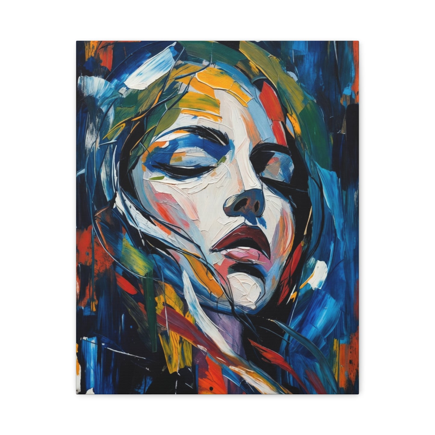 Abstract Colorful Woman Portrait Canvas