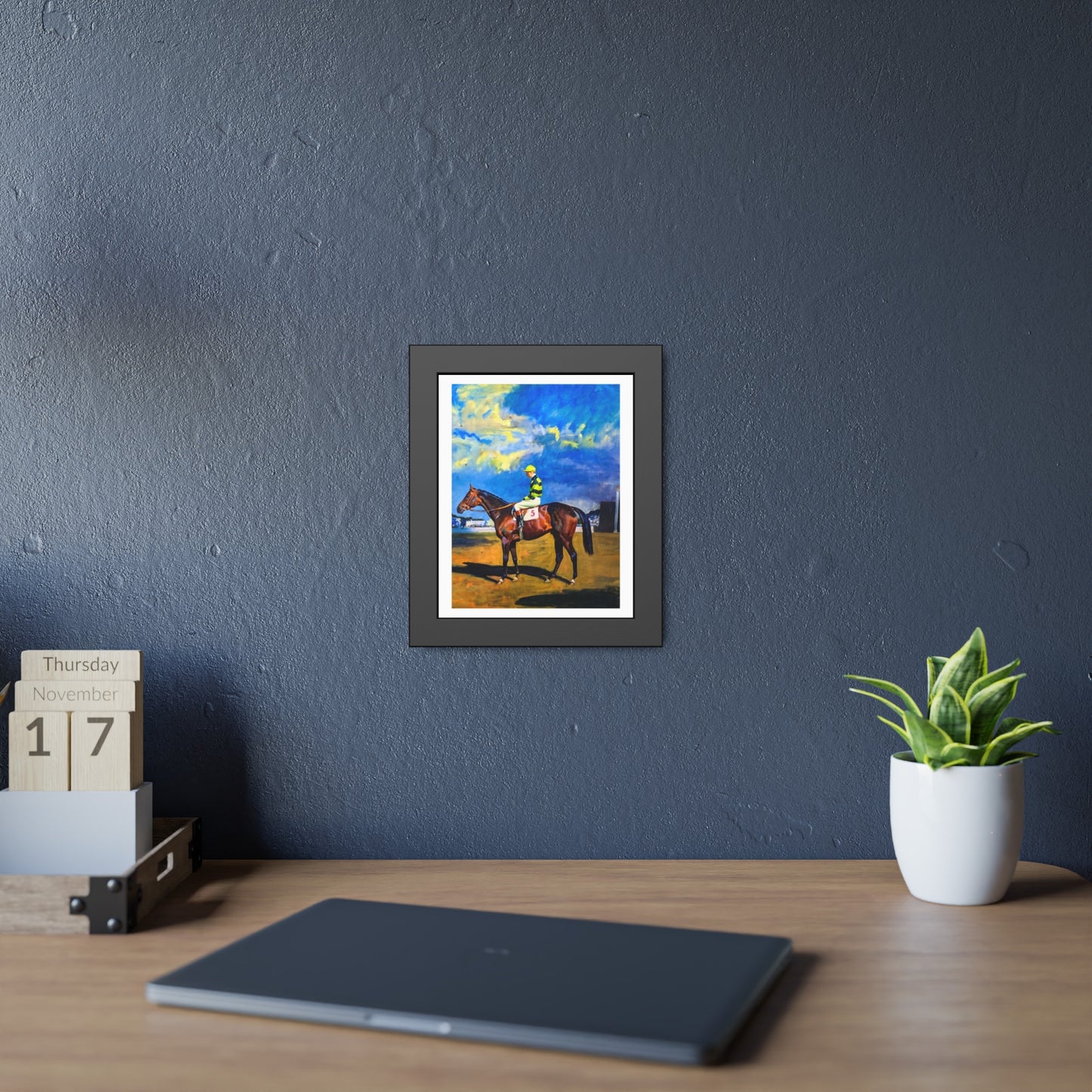 Framed Poster — Vintage Racehorse Jockey Art Print