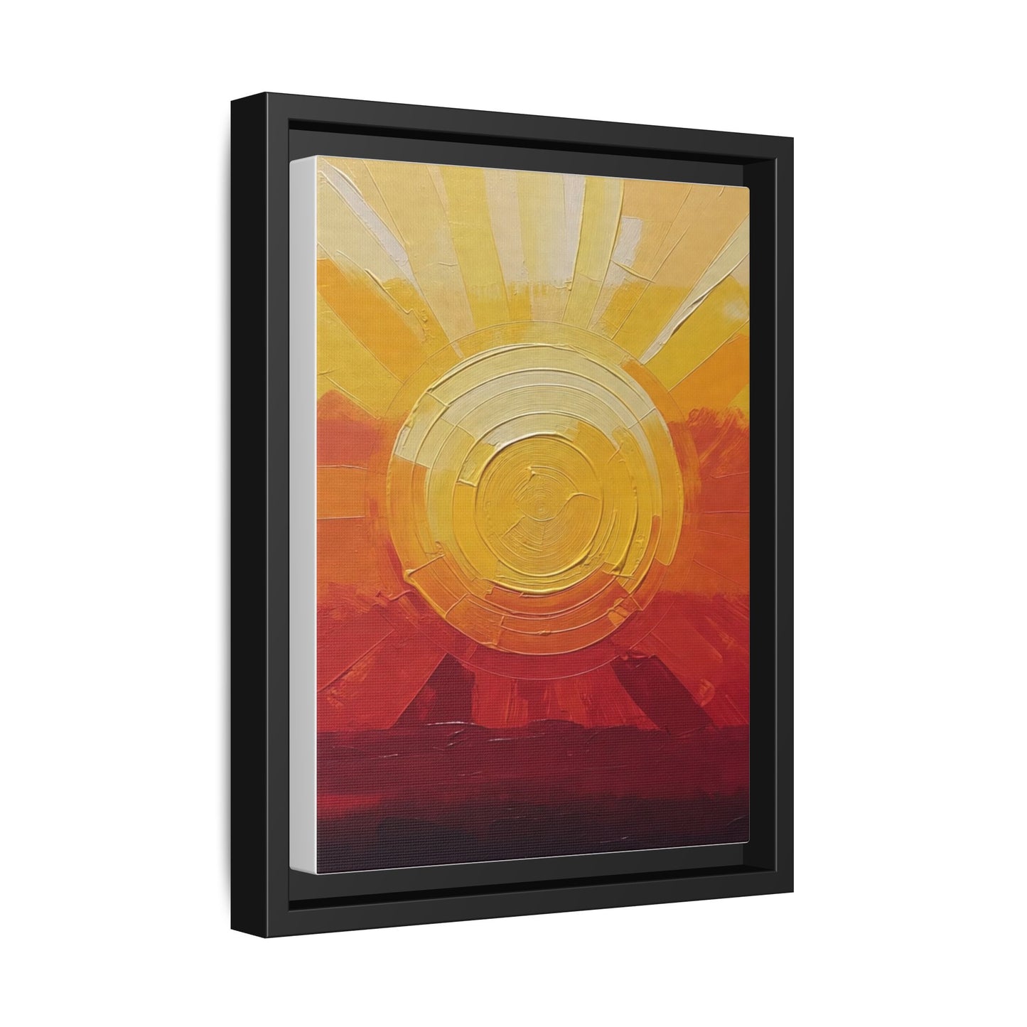 Sunburst Abstract Framed Canvas Art — Matte Multi‑Color Wall Print