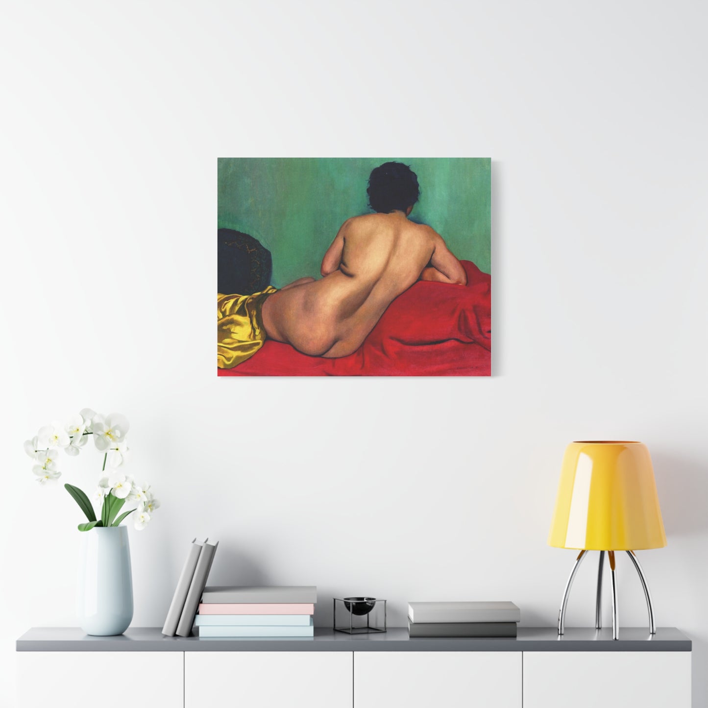 Nu de dos sur un canapé rouge by Félix Vallotton Matte Canvas Wall Art Print