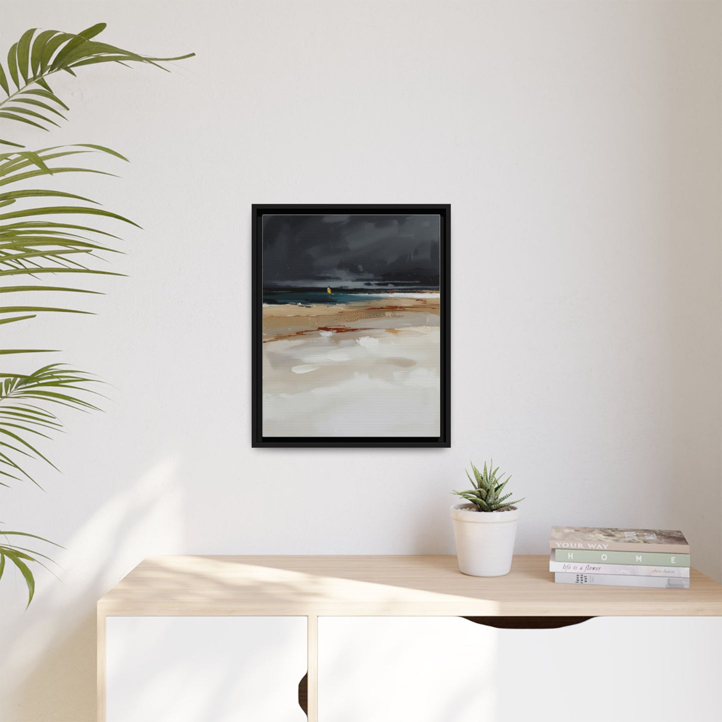 Framed Matte Canvas Beachscape Art Print — Coastal Abstract Wall Decor