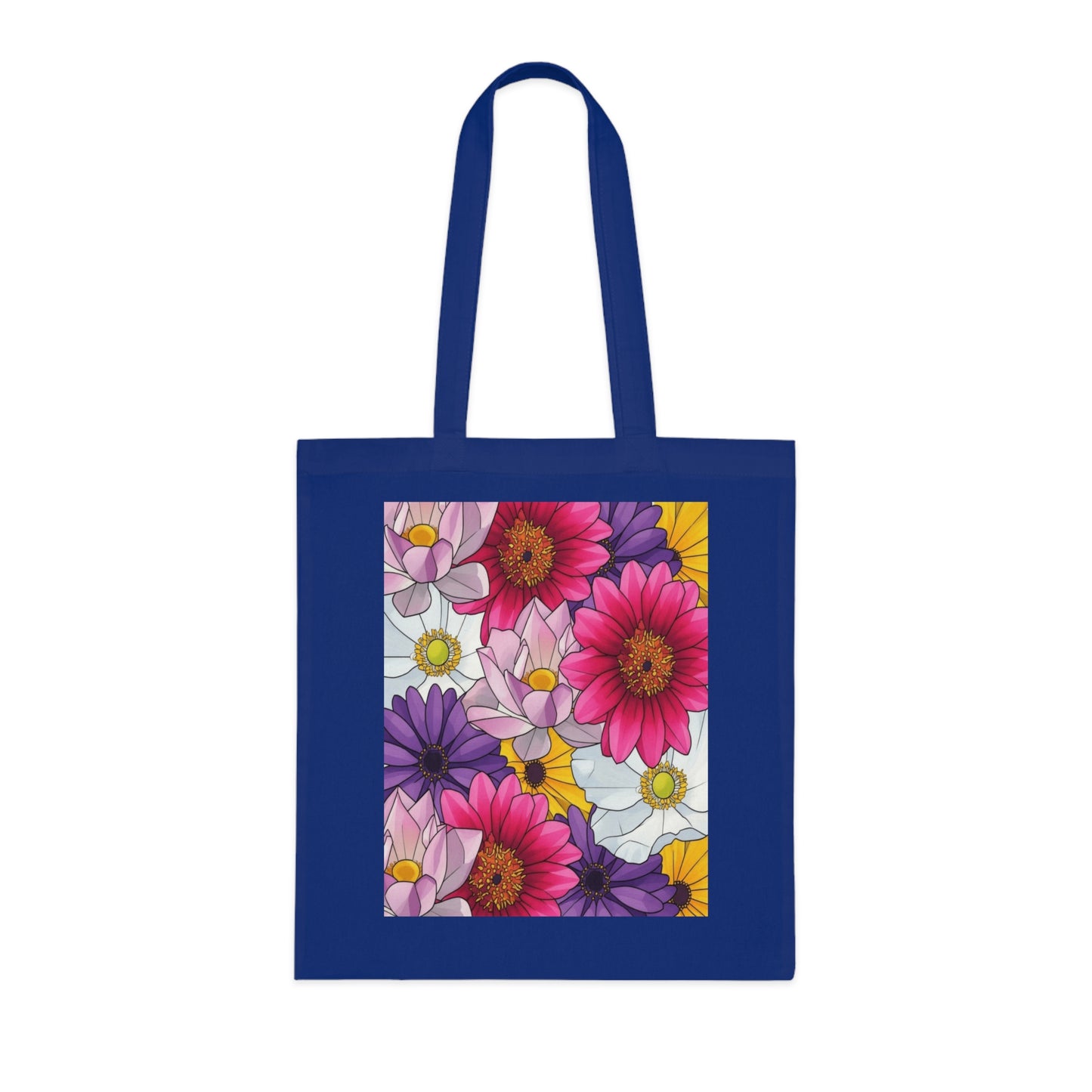 Floral Burst Cotton Tote Bag — Colorful Daisy & Gerbera Garden Print