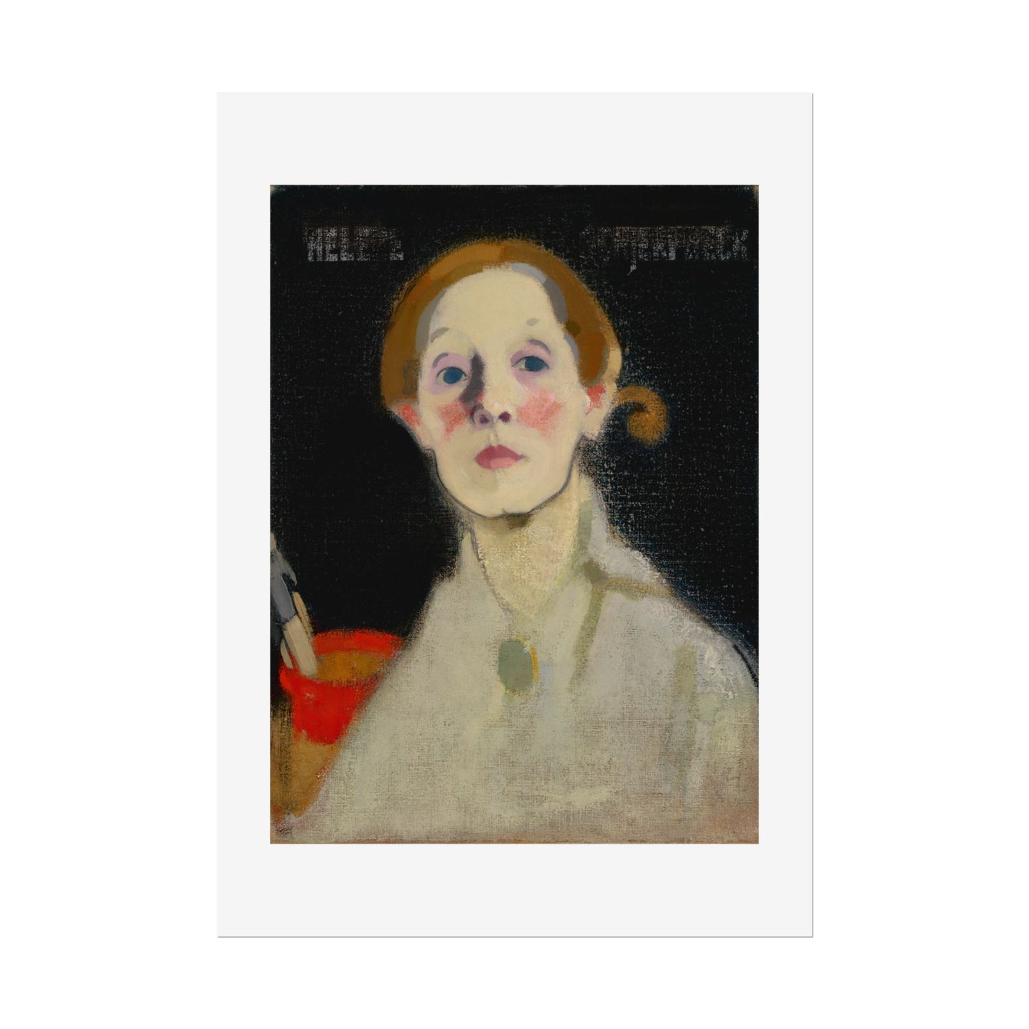 Self-Portrait Black Background by Helene Schjerfbeck Wall Art Print