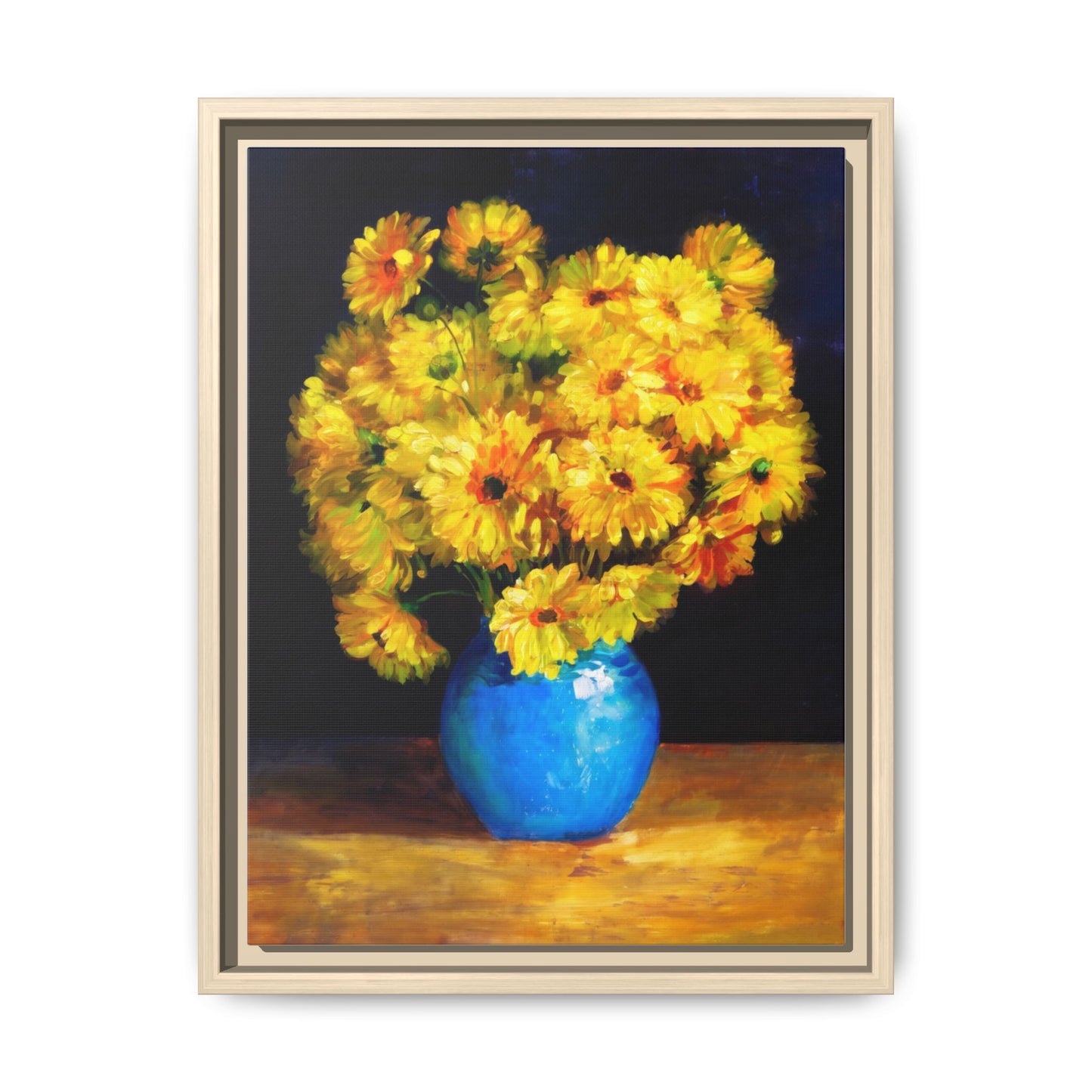 Yellow Daisy Bouquet Matte Canvas Framed Wall Art