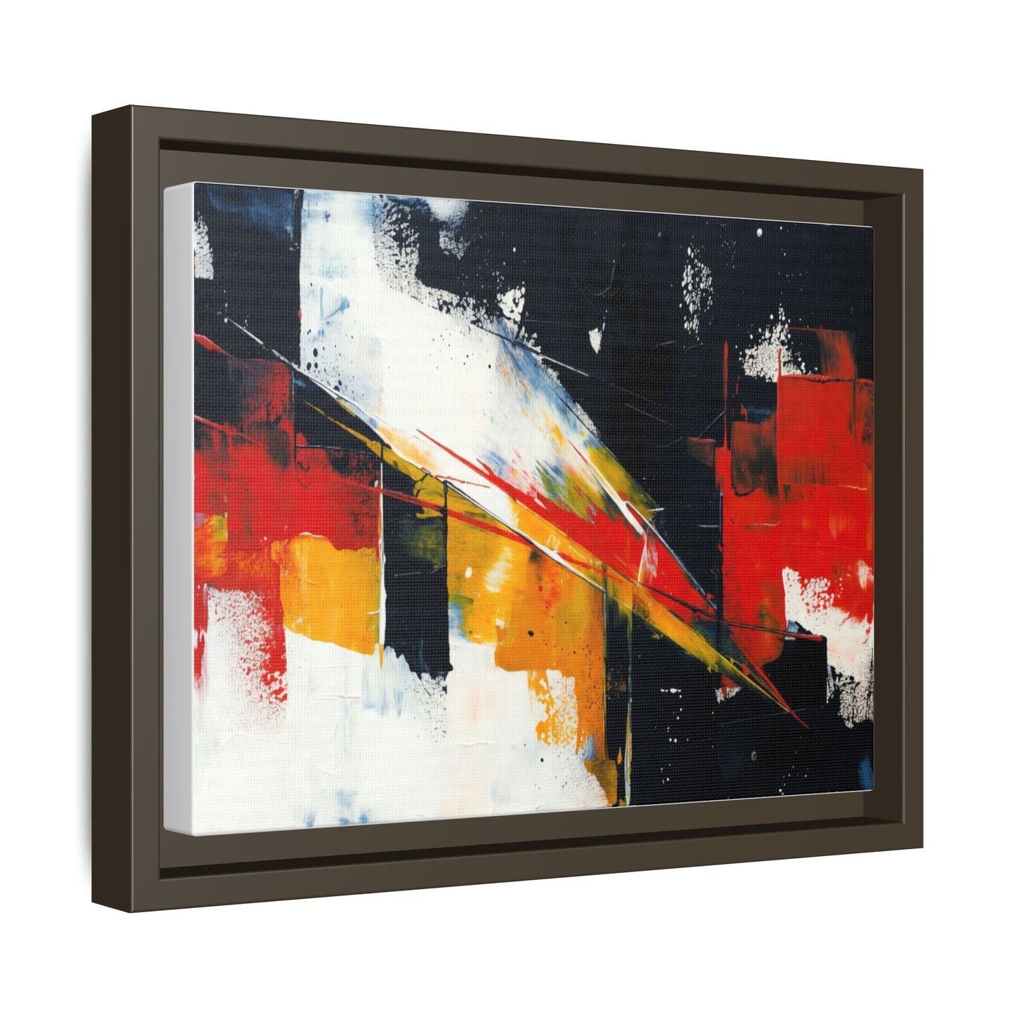 Abstract Red & Black Framed Canvas Print — Modern Geometric Wall Art