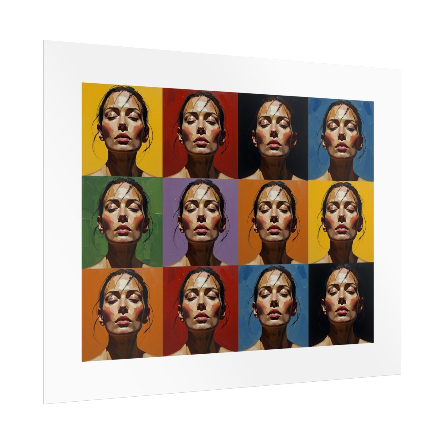 Rolled Poster — Pop Art Portrait Wall Print (Color Grid, 12-Panel)