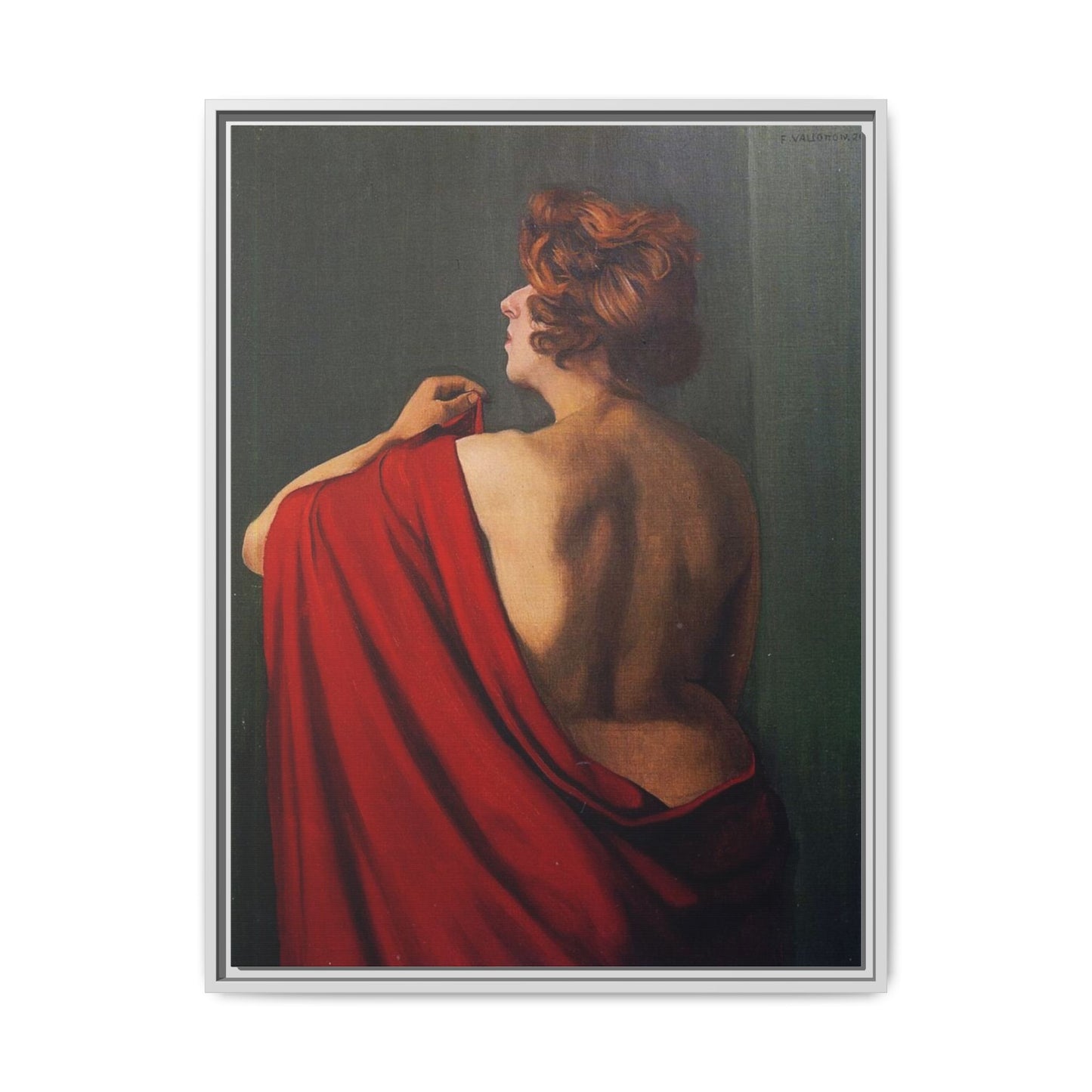 Femme au châle rouge by Félix Vallotton Framed Matte Canvas Wall Art Print
