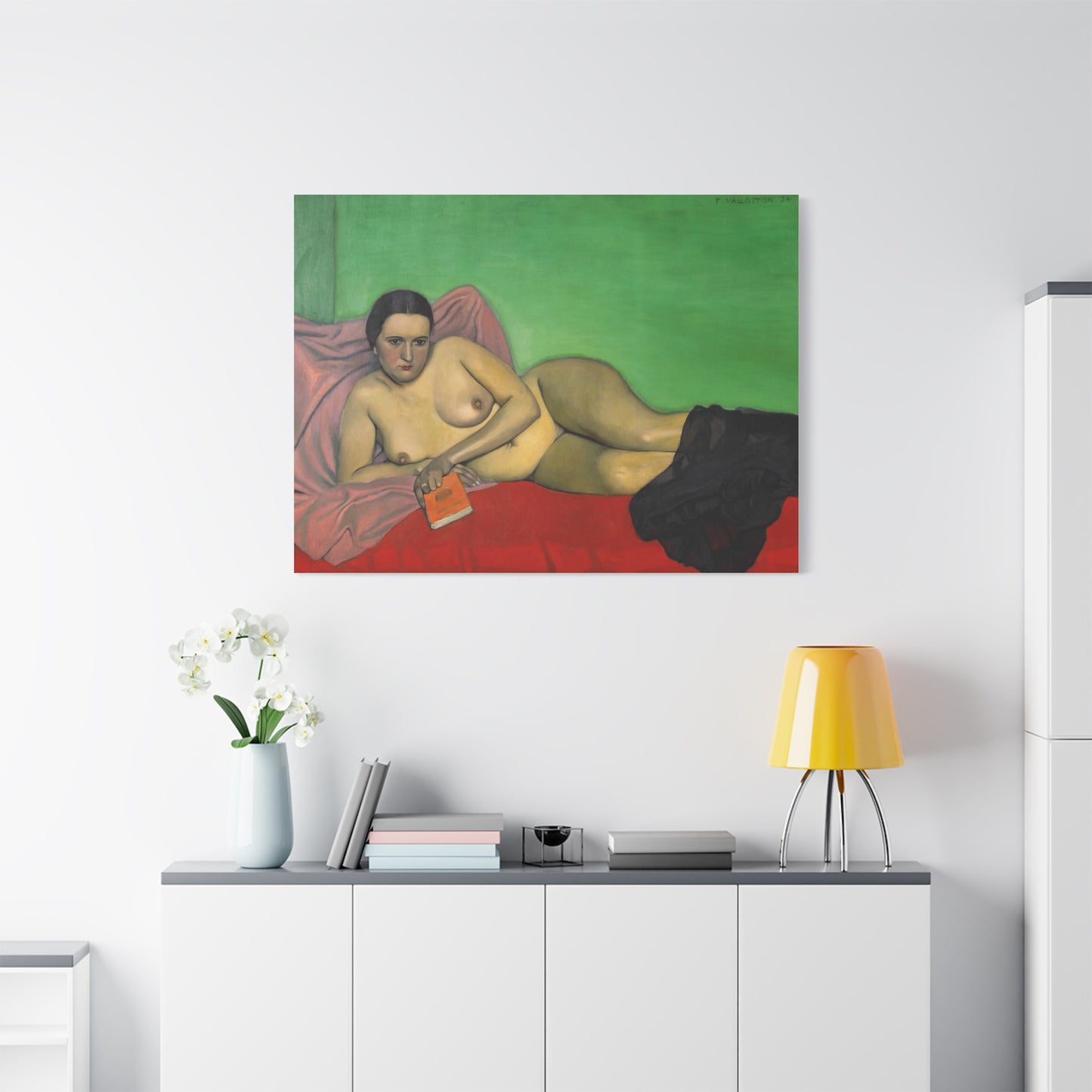 Femme nue tenant un livre by Félix Vallotton Matte Canvas Wall Art Print