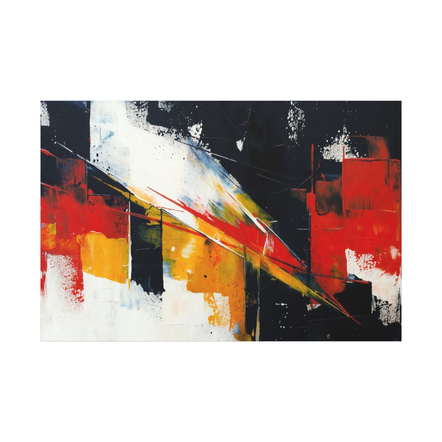 Abstract Geometric Canvas Art — Bold Red & Black Modern Wall Painting