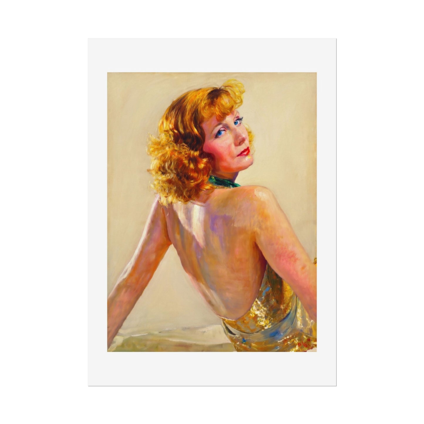 Vintage Pin-Up Art Poster - Glamorous Back-View Portrait Rolled Art Print