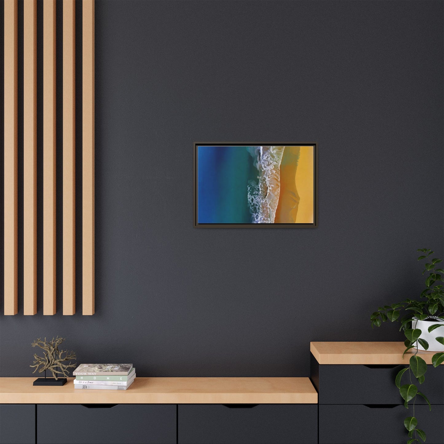 Framed Matte Canvas Seascape Print – Coastal Waves Wall Art