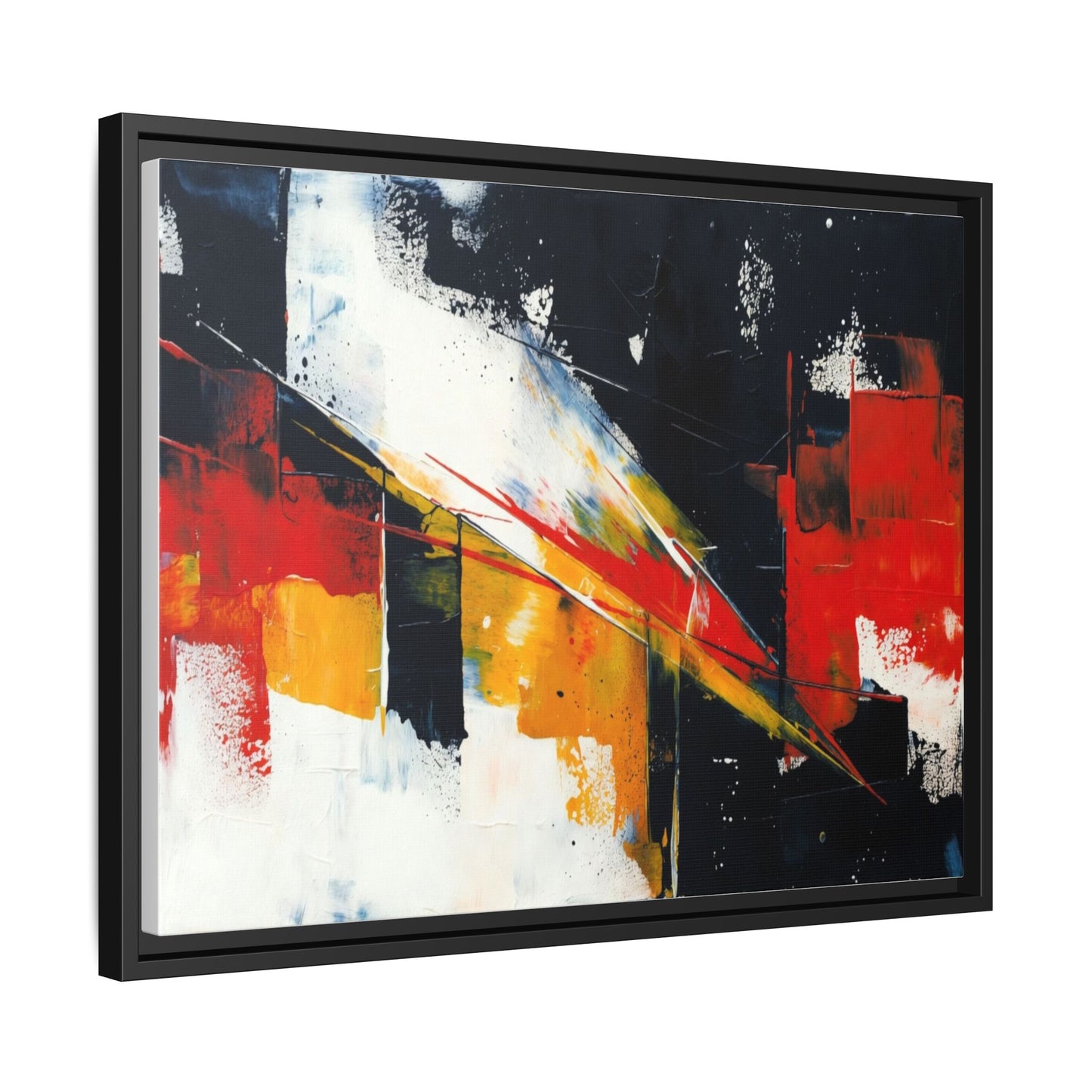 Abstract Red & Black Framed Canvas Print — Modern Geometric Wall Art