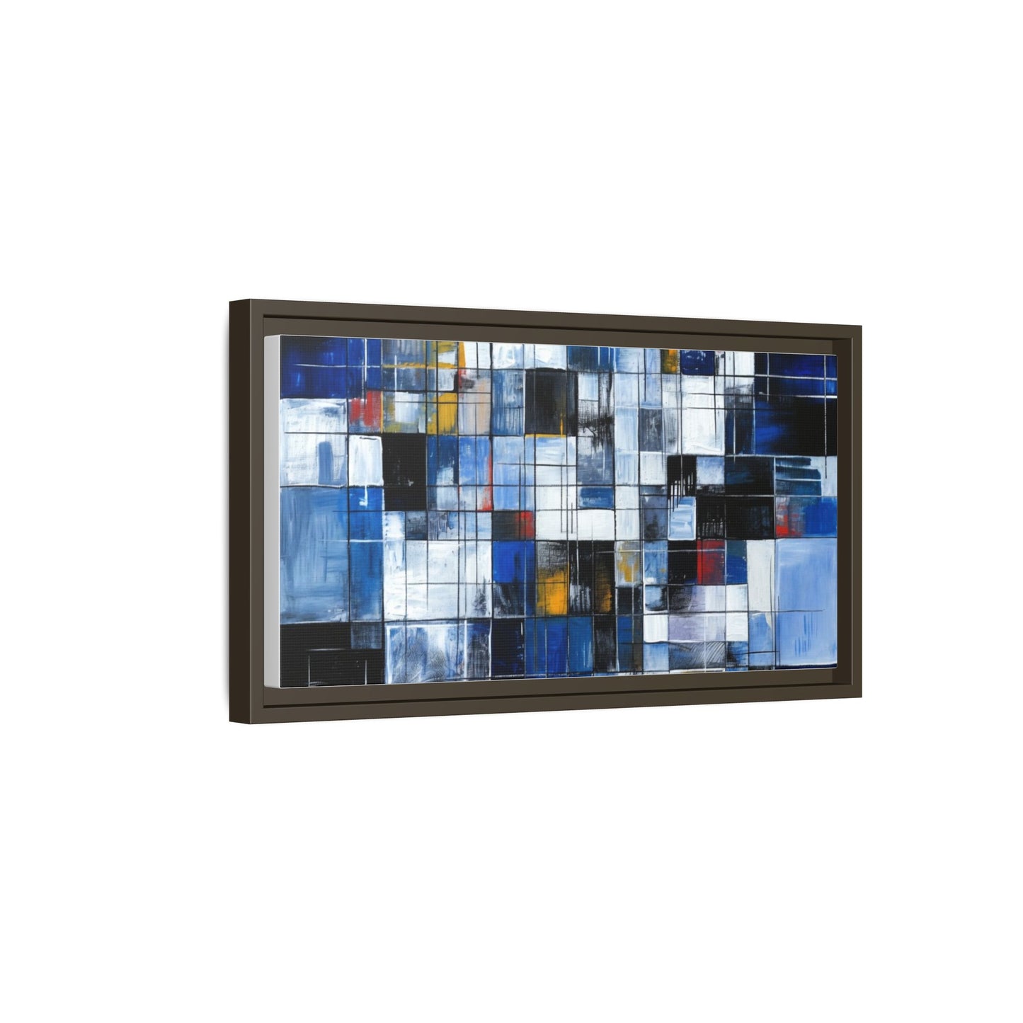 Abstract Blue Grid Matte Canvas Framed Art Print