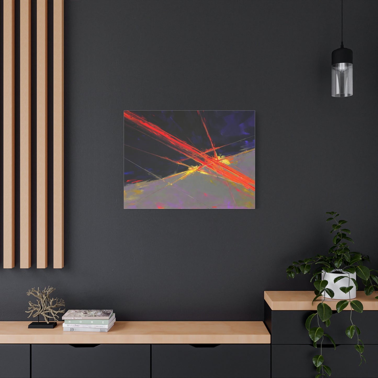 Abstract Red Streaks Matte Canvas Print — Modern Geometric Wall Art