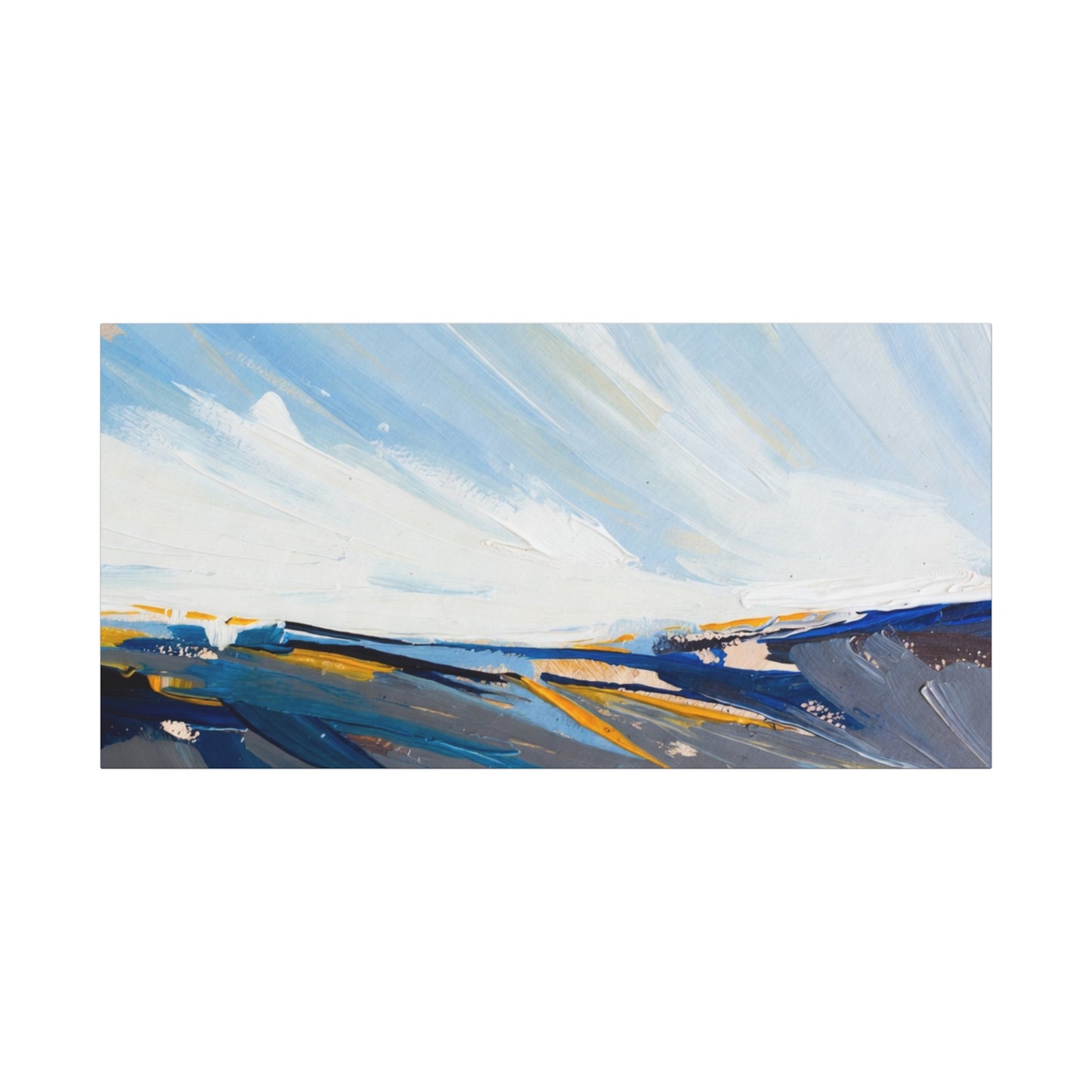Abstract Coastal Landscape Canvas Print — Blue Sky Seascape Wall Art